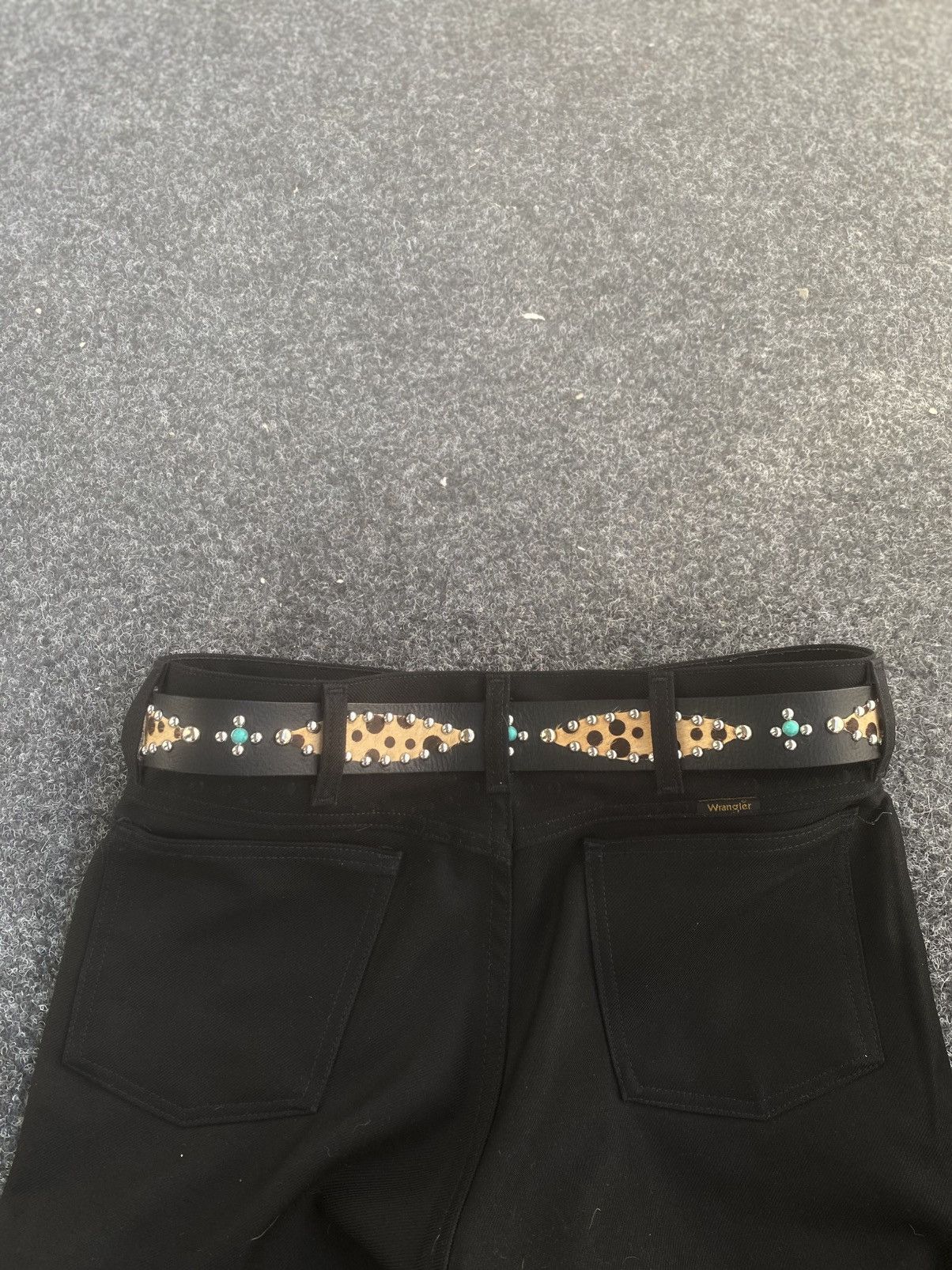 Handmade Western Studded Buffalo Leather Belt Size ONE SIZE - 3 Thumbnail