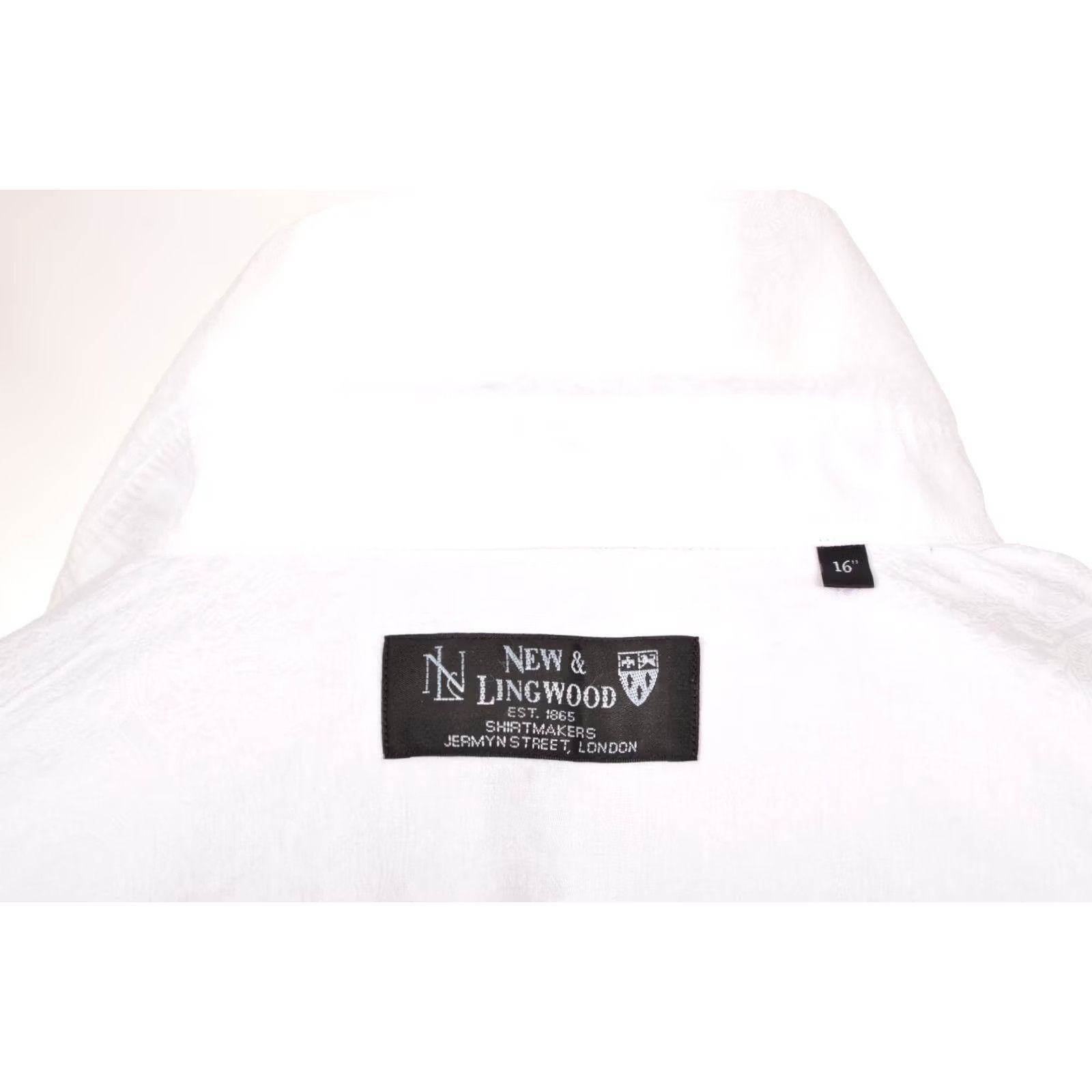 Vintage New & Lingwood White Paisley Pattern Cufflinks Button Shirt 2016433 Size 16, White, Dress Shirt, Long Sleeve, Men, 100% Cotton Size US L / EU 52-54 / 3 - 6 Thumbnail