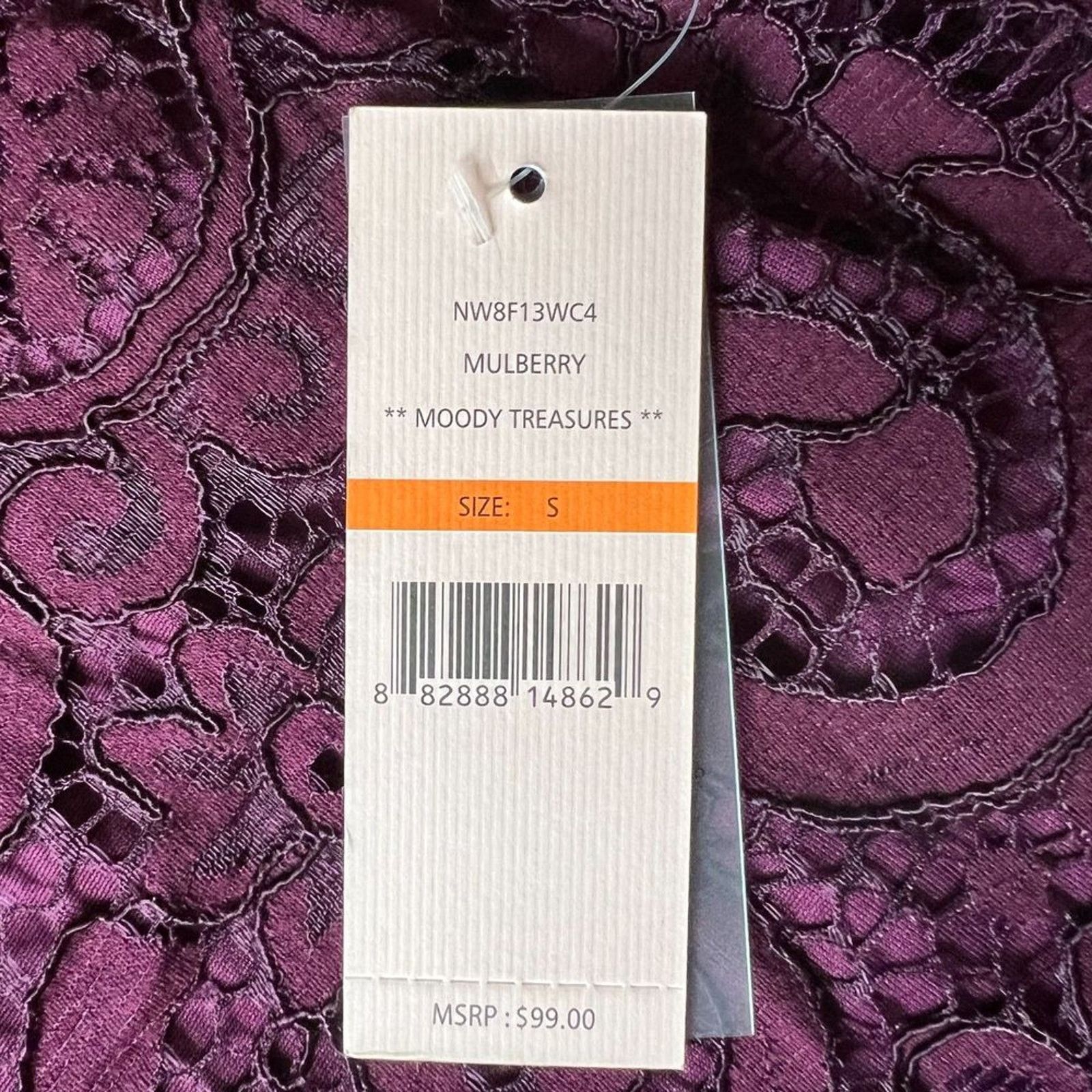 Nanette Lepore Nanette Lepore Burgandy Lace Sheer Short Sleeve Blouse, S Size S / US 4 / IT 40 - 9 Thumbnail