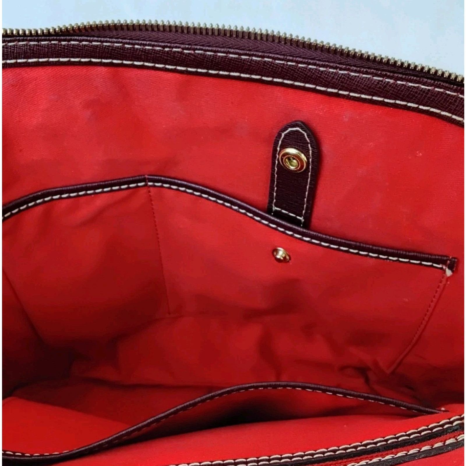 Dooney & Bourke Dooney & Bourke Satchel Handbag Deep Red Brushed Leather Size ONE SIZE - 15 Thumbnail