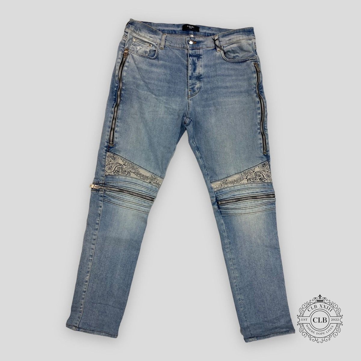 AMIRI MX2 WHITE BANDANA JEANS - CLAY INDIGO