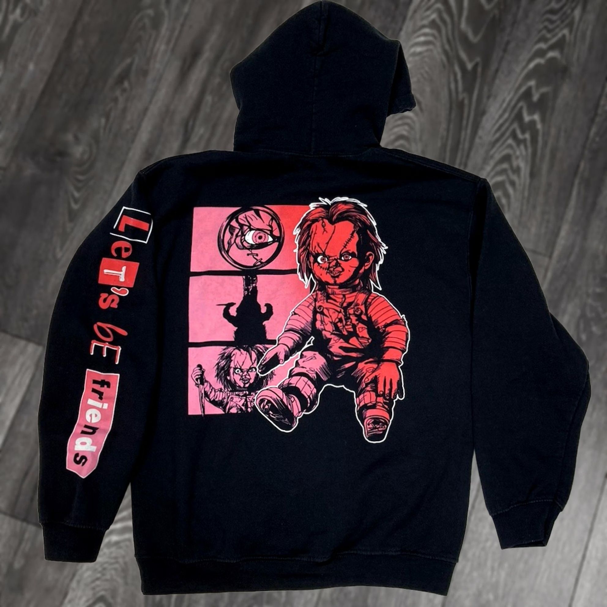 Vintage VINTAGE Chucky Let’s Be Friend Movie Graphic Pullover Hoodie Women Small Black Size S / US 4 / IT 40 - 1 Thumbnail