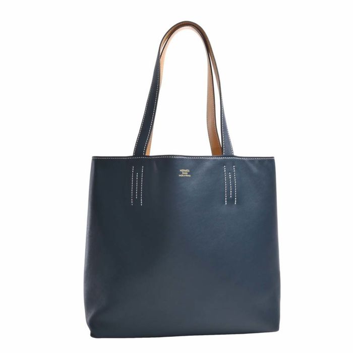 HERMES Double Sens 36 Reversible Taurillon Clemence Tote Bag Black