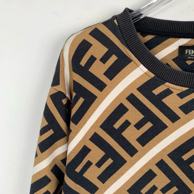 Fendi FENDI Logo monogram letter full-print brown crewneck cotto Size US S / EU 44-46 / 1 - 3 Thumbnail
