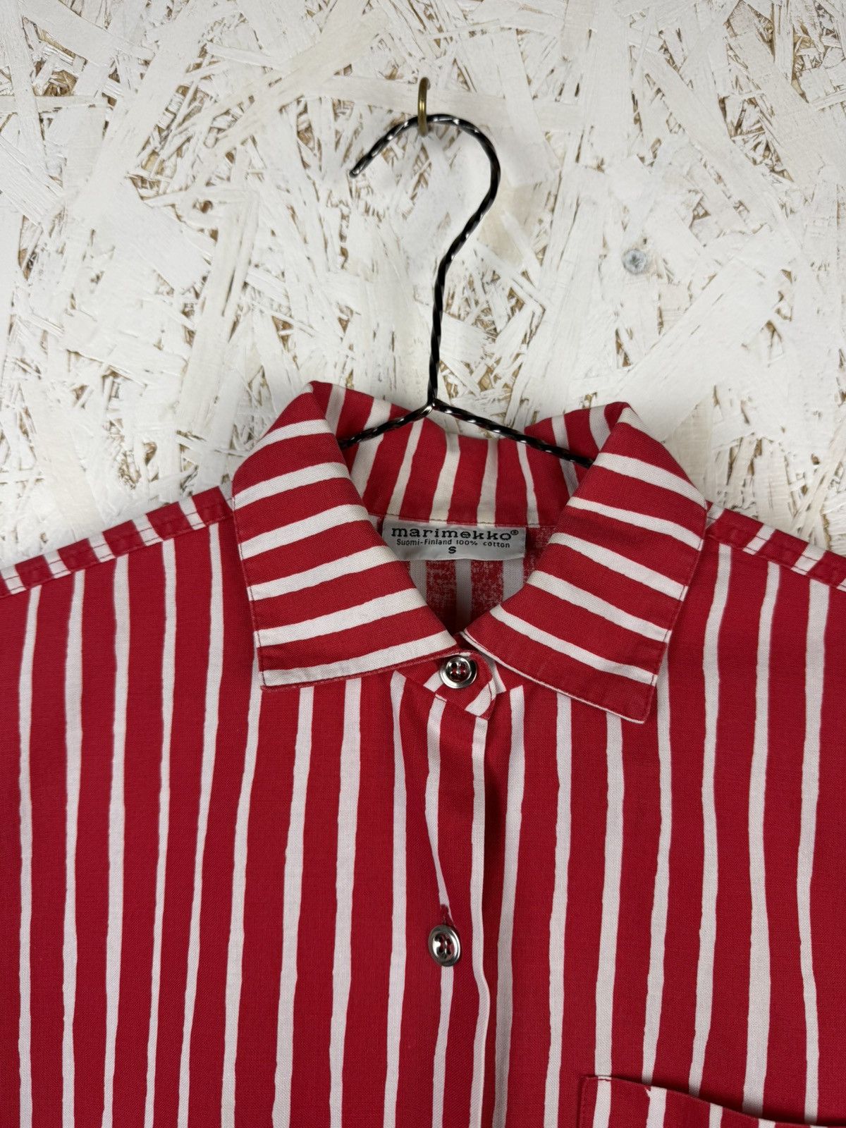 Marimekko Vintage Marimekko Jokapoika Metal Button Red Dress Shirt S Size US S / EU 44-46 / 1 - 2 Thumbnail