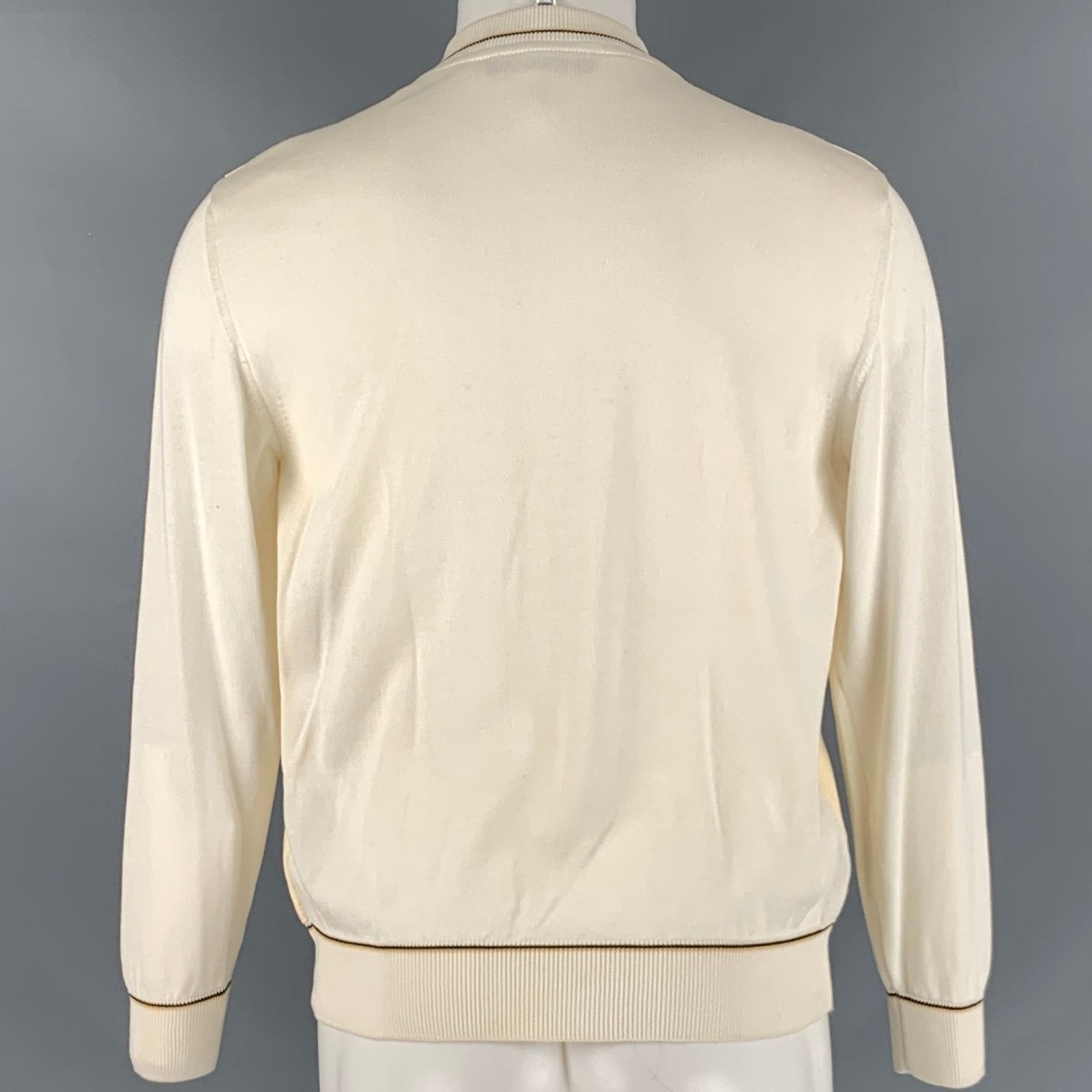 Other BARCELINO Size 38 Cream Black Cotton Crew-Neck Pullover Size US M / EU 48-50 / 2 - 4 Thumbnail