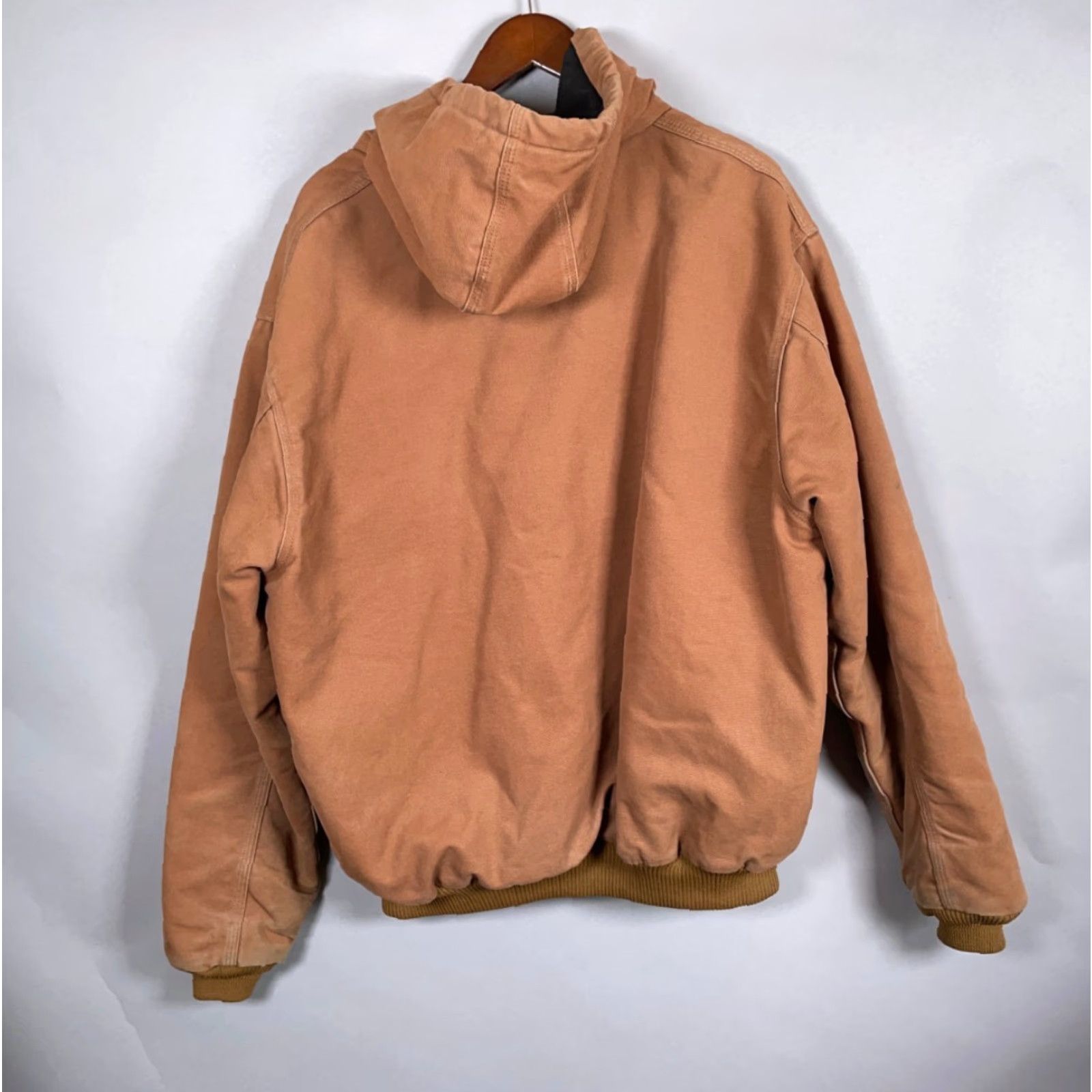 Carhartt VINTAGE Carhartt Jacket Canvas Distressed Dark Brown Hooded Fleece Lined 376-51 Adult XL Brown 90s Grunge Western Mens Size US XL / EU 56 / 4 - 2 Thumbnail