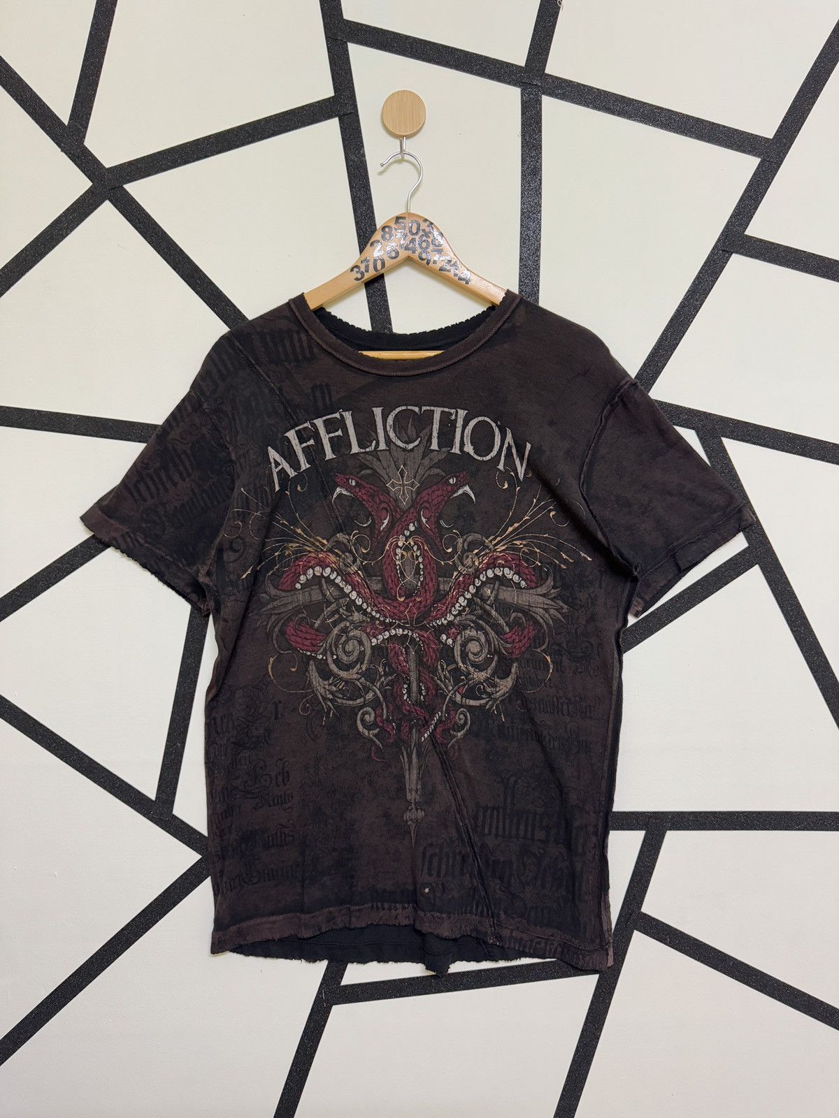 Affliction AFFLICTION CROSS SNAKE DISTRESSED RECONSTRUCTED TEE Size US M / EU 48-50 / 2 - 1 Thumbnail