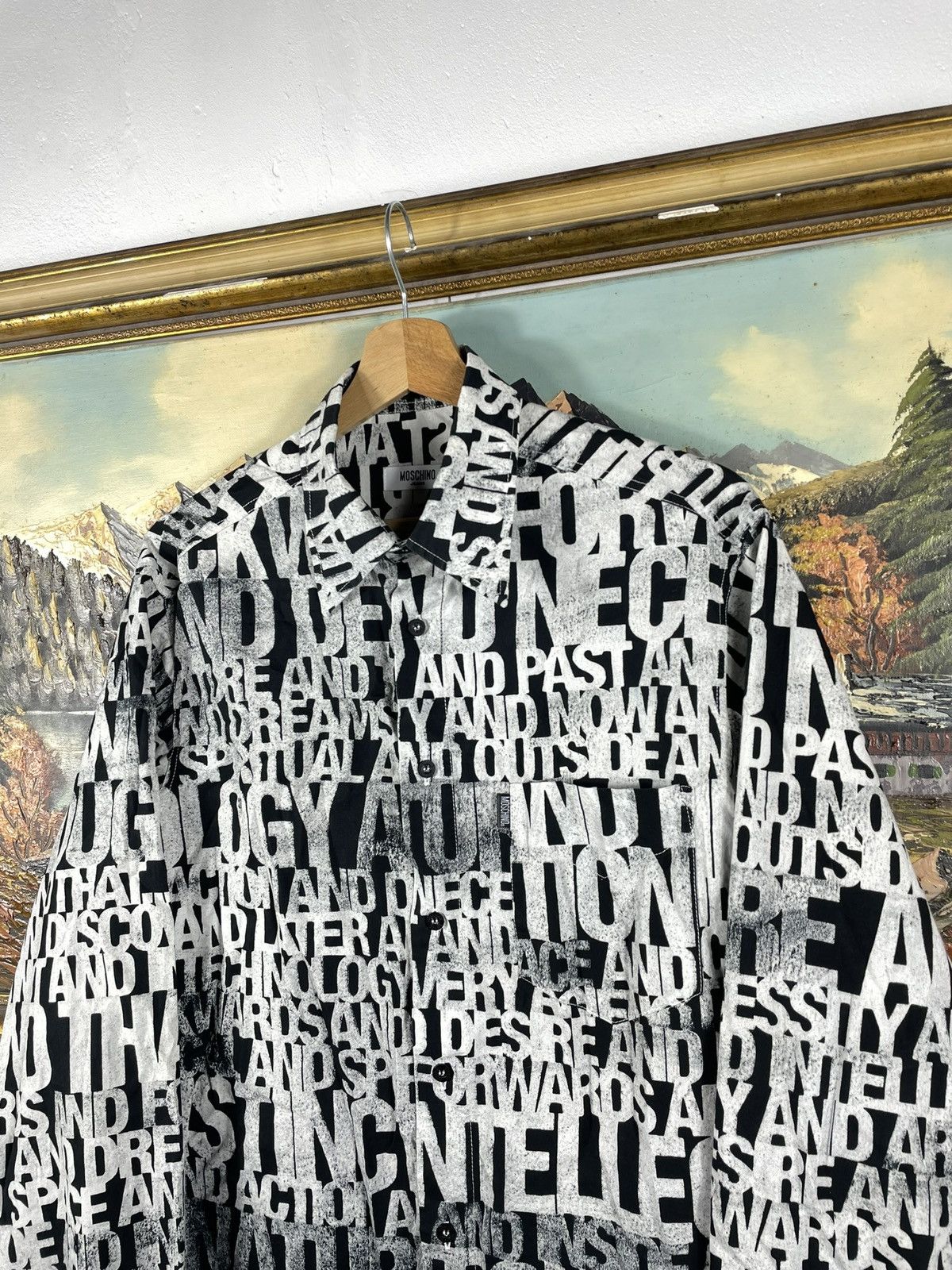 Moschino × Vintage Black White Monogram Vintsge Retro 00s Shirt Moschino Size US M / EU 48-50 / 2 - 4 Thumbnail