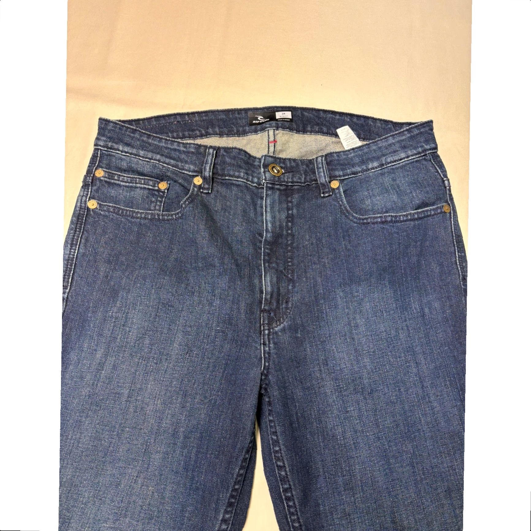 Rip Curl Rip Curl Mens Slim Fit Jeans Blue Dark Wash Denim Size 34 Inseam 28 Zip Button 5-Pocket Stretch Slim Straight CPAAF7 Size US 34 / EU 50 - 2 Thumbnail