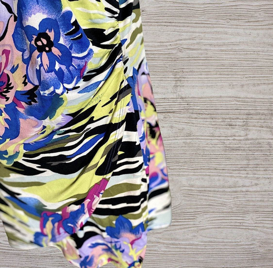 Vintage ONE SHOULDER FLORAL CAMO UNIVERSAL MINI DRESS OR TUNIC TOP Size M / US 6-8 / IT 42-44 - 11 Thumbnail