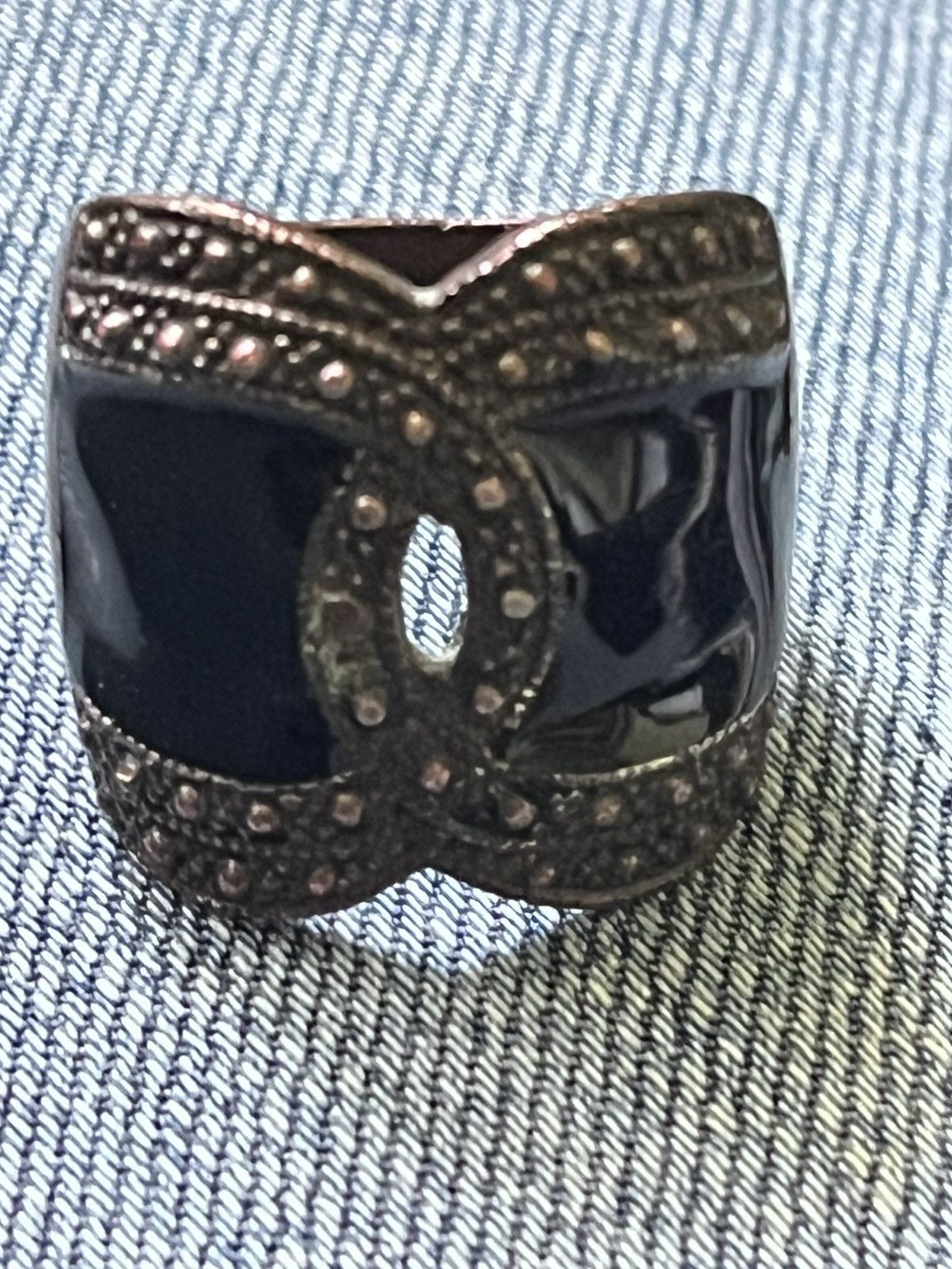 Other Art Deco Black Enamel Copper Tone Wide Band Ring Size 9 Size ONE SIZE - 2 Thumbnail