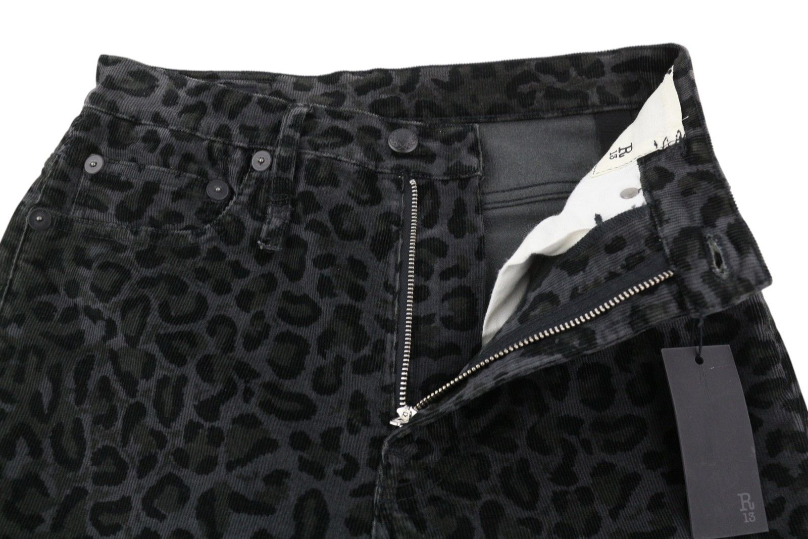 R13 HIGH RISE SKINNY 27 Leopard Corduroy Grey Trousers 85837 Size 27" / US 4 / IT 40 - 5 Thumbnail