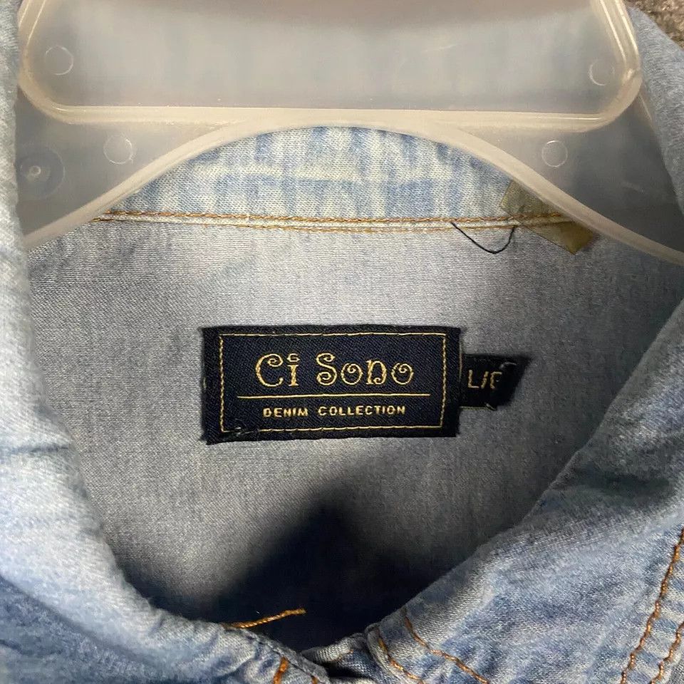 Other Ci Sono Pearl Snap Top Women's Large Long Sleeve Cotton L Size L / US 10 / IT 46 - 5 Thumbnail