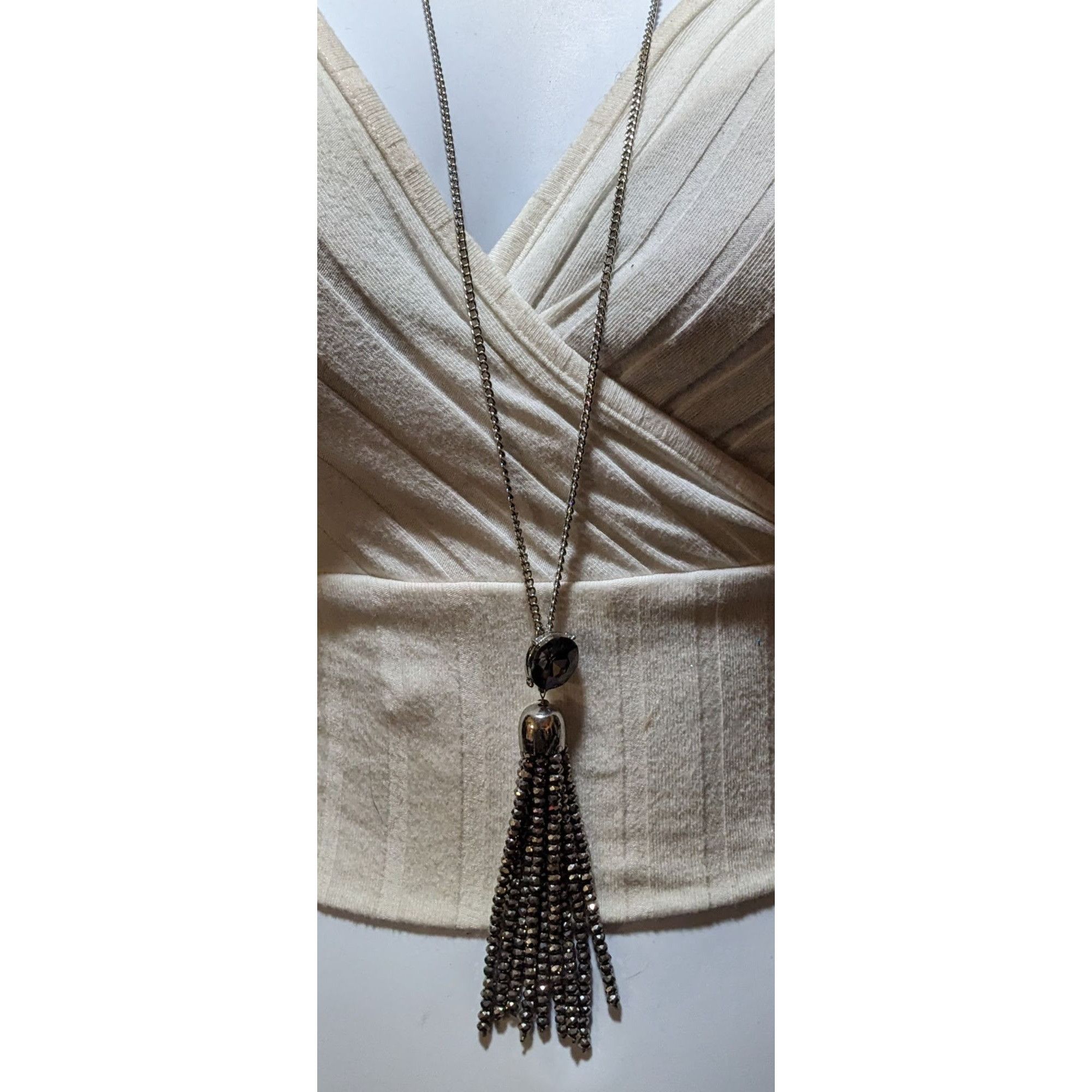 Loft Preppy Glam Silver Sparkle Loft Tassel Necklace Size ONE SIZE - 4 Thumbnail