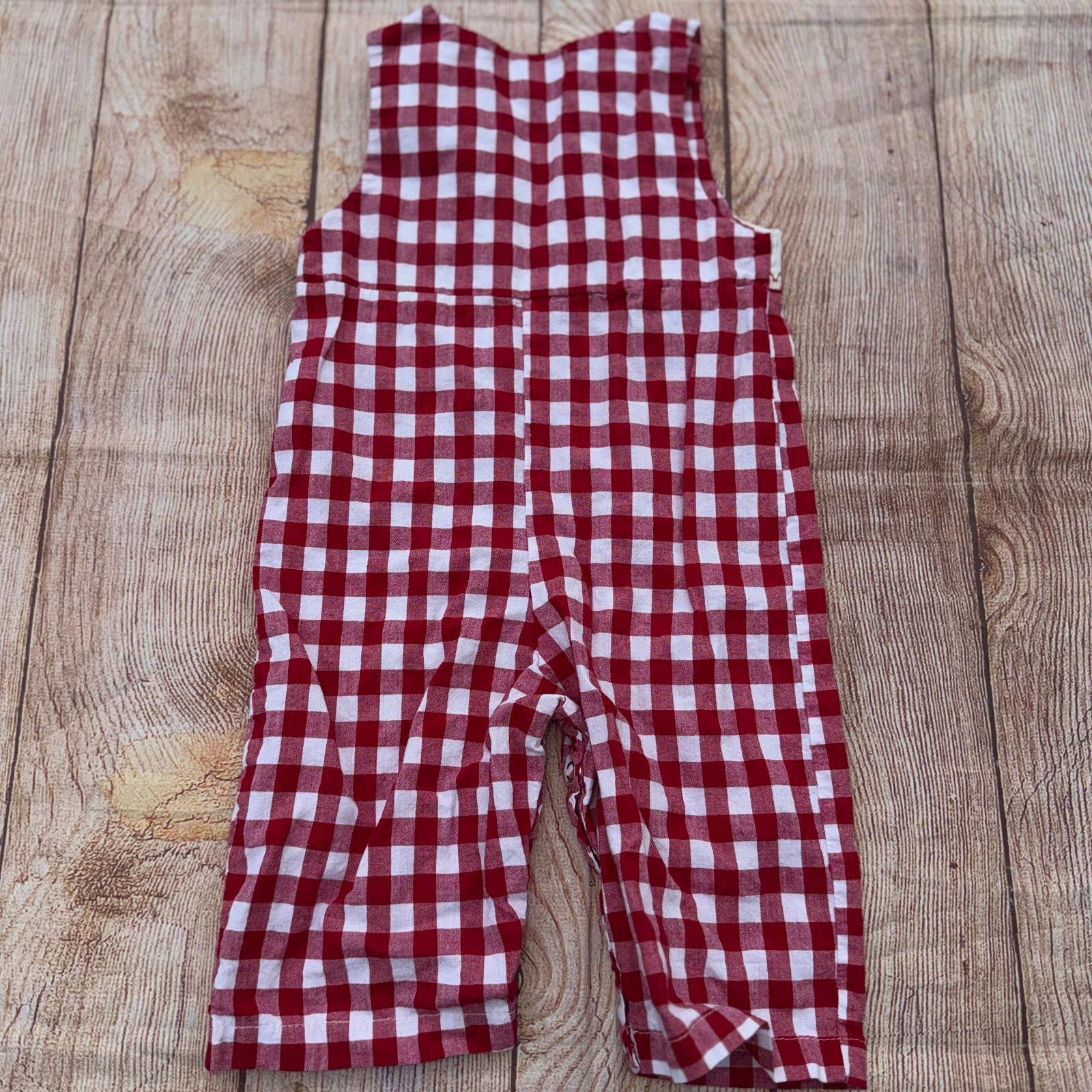 Other Marie Nicole Red Gingham Baby Romper 6-12 Months Size ONE SIZE - 4 Thumbnail