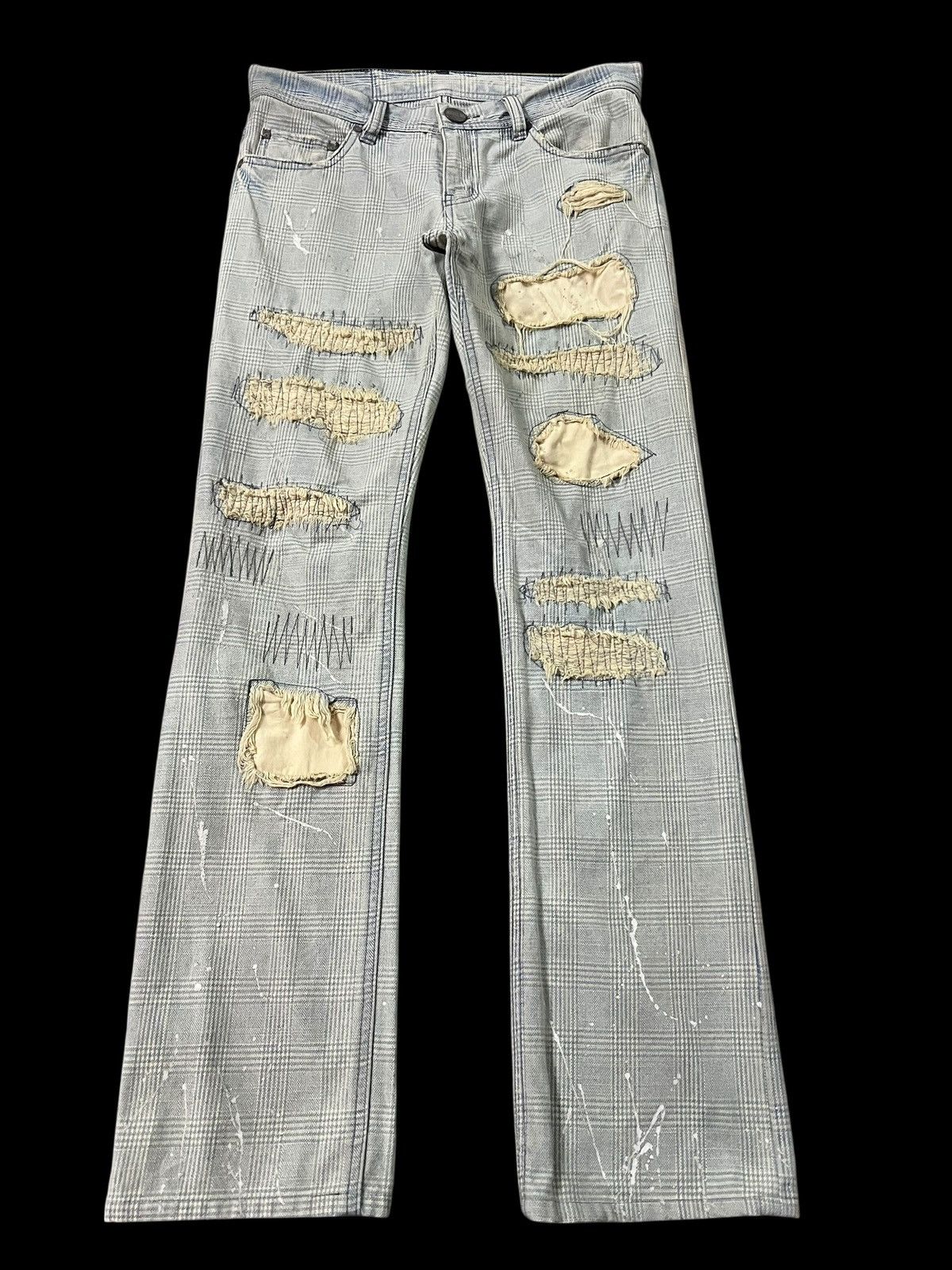 Japanese Brand 💥Flare💥Casva Painted Distressed Rare Jean Size US 31 - 1 Thumbnail