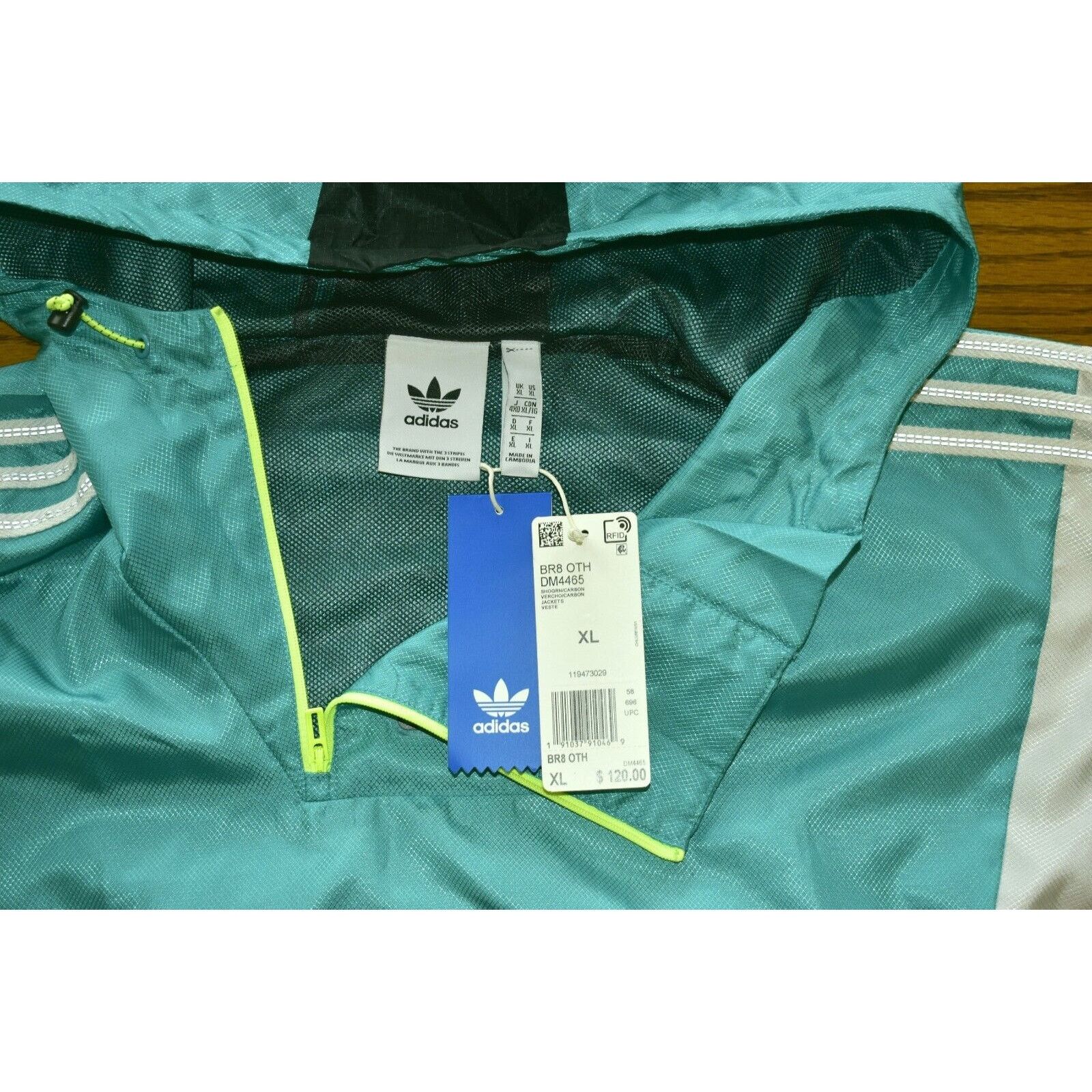 Adidas ADIDAS Originals BR8 Shock Green Windbreaker Jacket XL $120 Size US XL / EU 56 / 4 - 5 Thumbnail