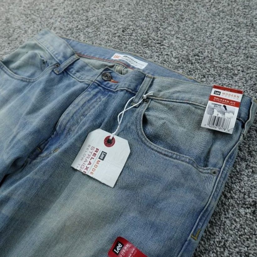 Lee Lee Jeans Mens 40X30 Light Blue Denim Pants Relaxed Straight Stretch 5-Pocket Design Jeans Size US 40 / EU 56 - 2 Thumbnail