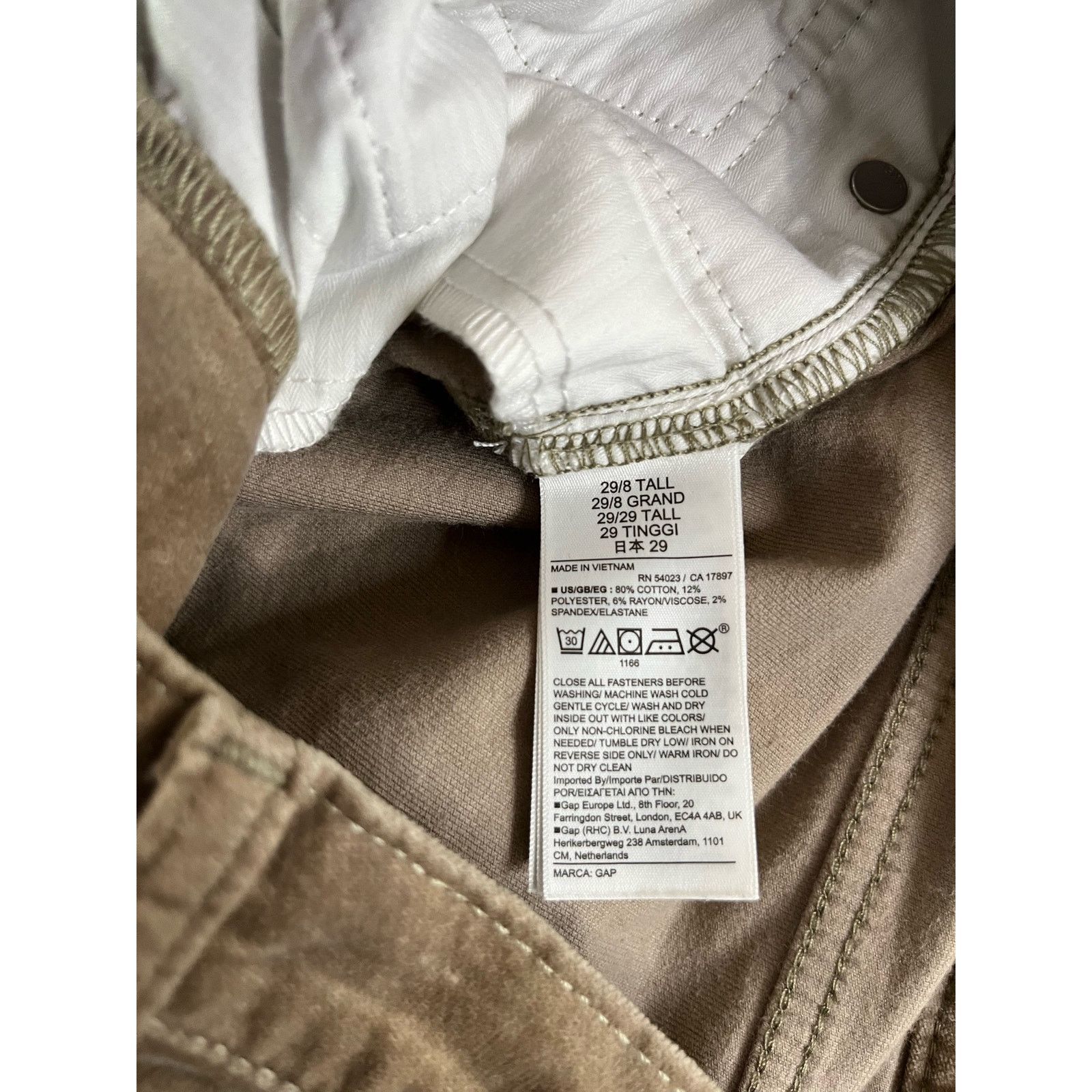 Gap Gap Wmens Vintage Slim High Rise Velour Pants Size 29/8 T Size 29" - 4 Thumbnail
