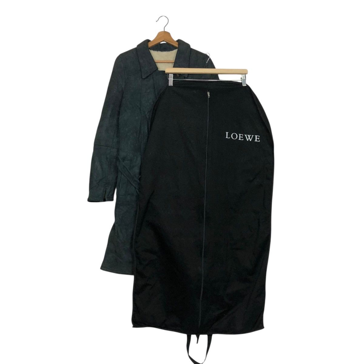 Loewe 🔥VINTAGE LONG LEATHER JACKET LOEWE BLANKET FUR LINING Size XS / US 0-2 / IT 36-38 - 18 Thumbnail