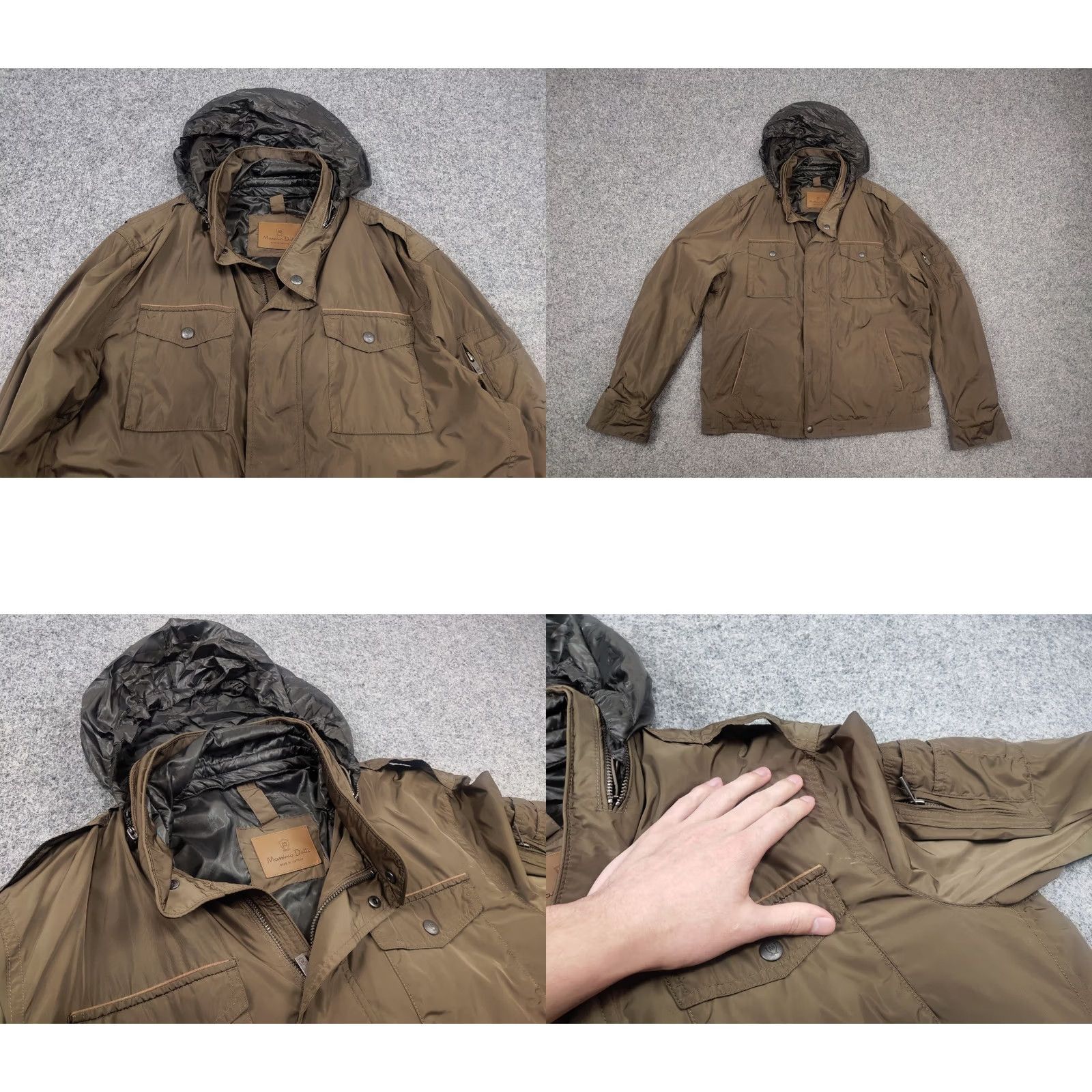 Massimo Dutti VINTAGE Massimo Dutti Nylon Brown Pocket Zip Hoodie Mens Jacket Size US XL / EU 56 / 4 - 8 Thumbnail