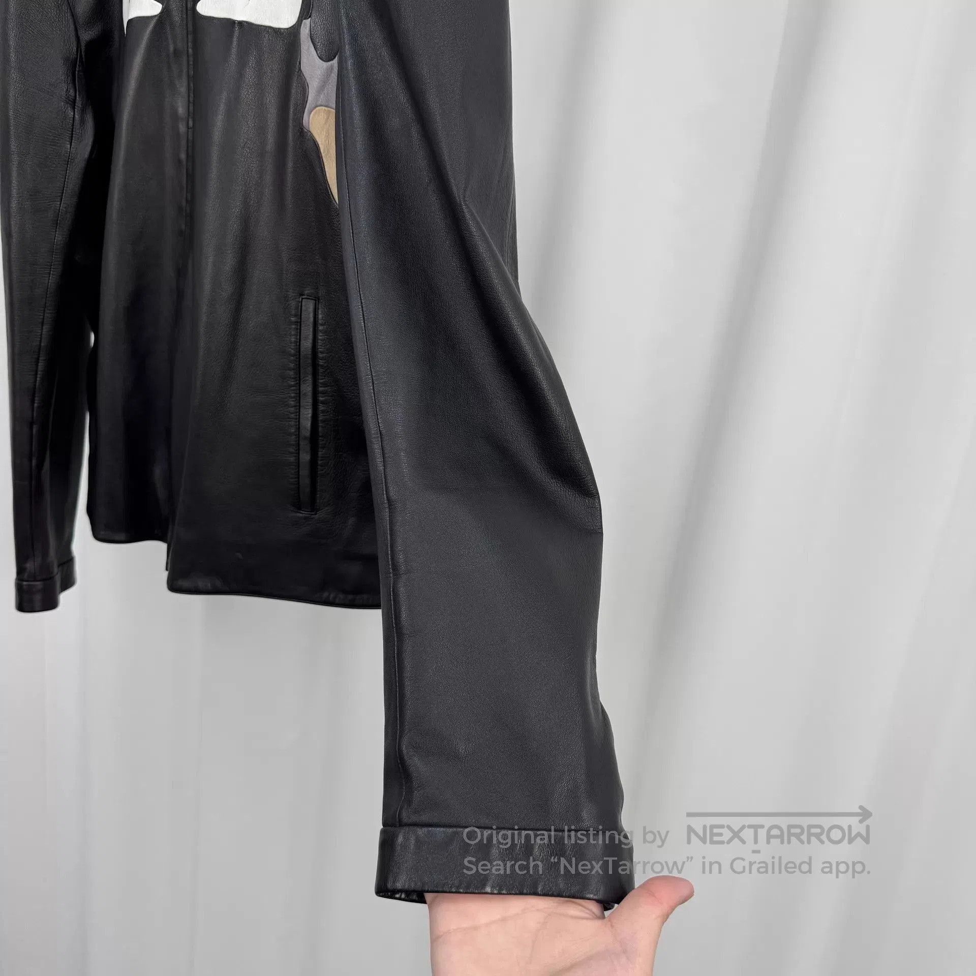 Fendi Black Leather Jacket with Camo and Eye Design. Size US L / EU 52-54 / 3 - 4 Thumbnail