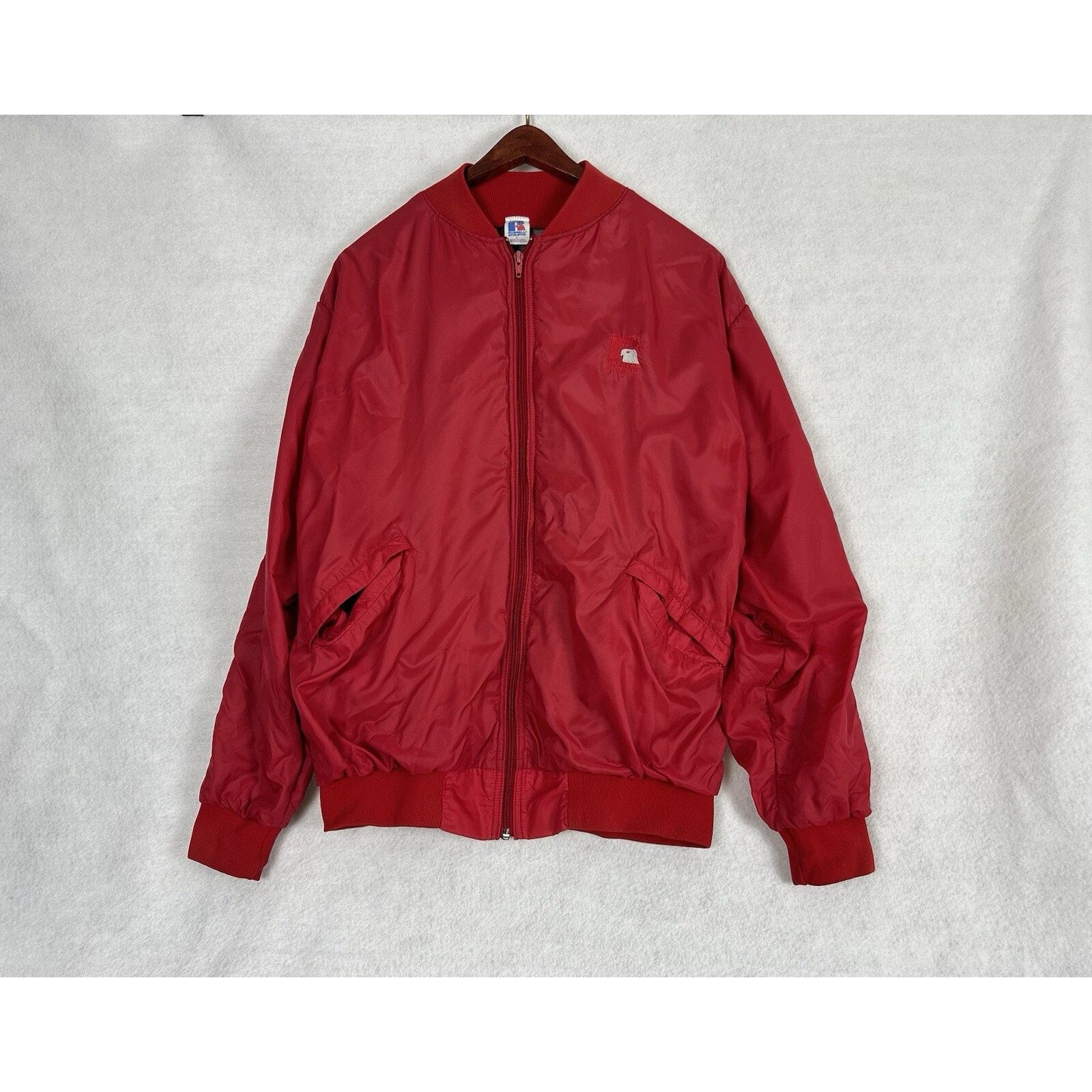 Russell Athletic VTG Russell Athletic Red Zip-Up Windbreaker L Eagle Logo Size US L / EU 52-54 / 3 - 1 Thumbnail