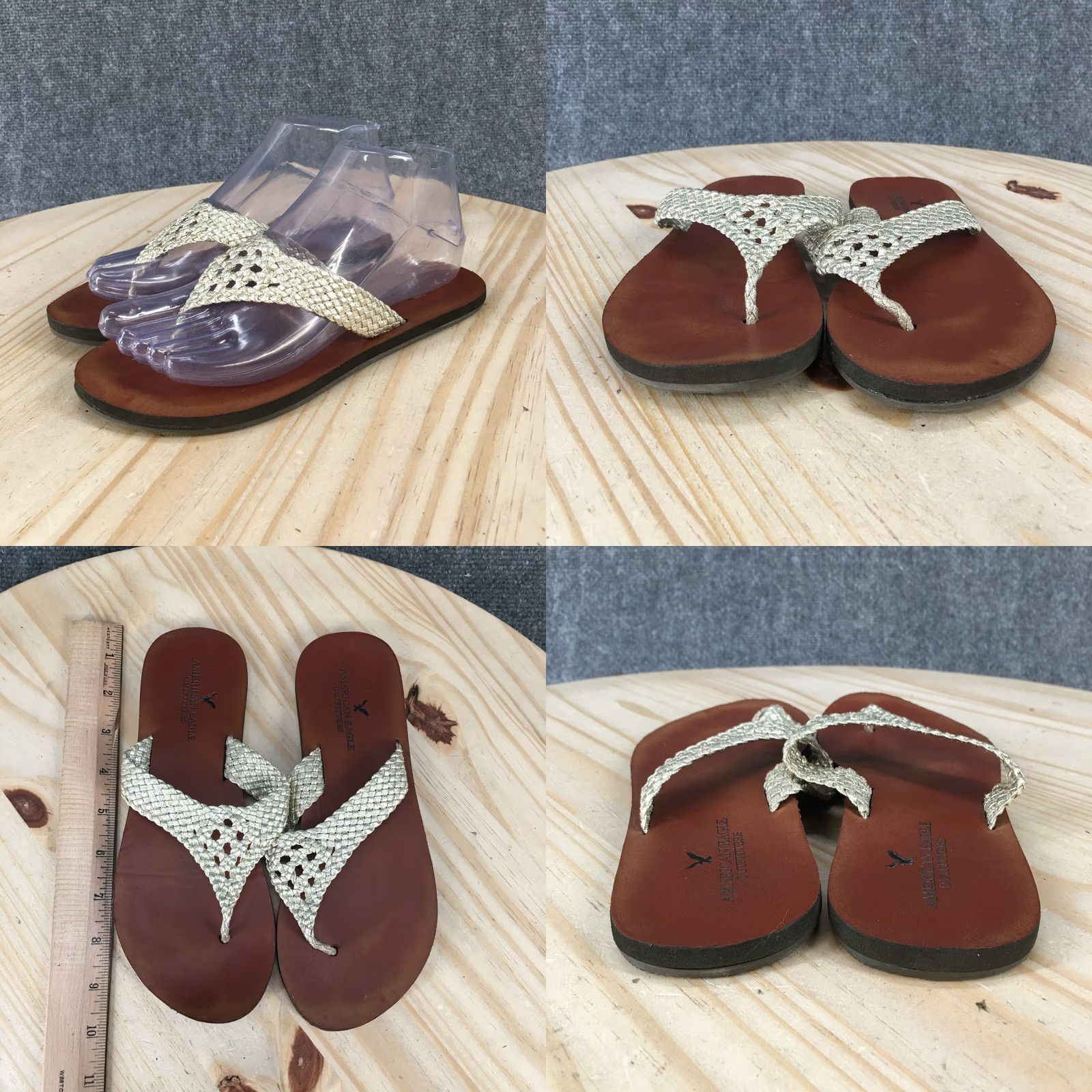 American Eagle Outfitters American Eagle Outfitters Sandals Womens 6 Thong Gold Wowen Toe-Post Casual Flat Size US 6 / IT 36 - 8 Thumbnail