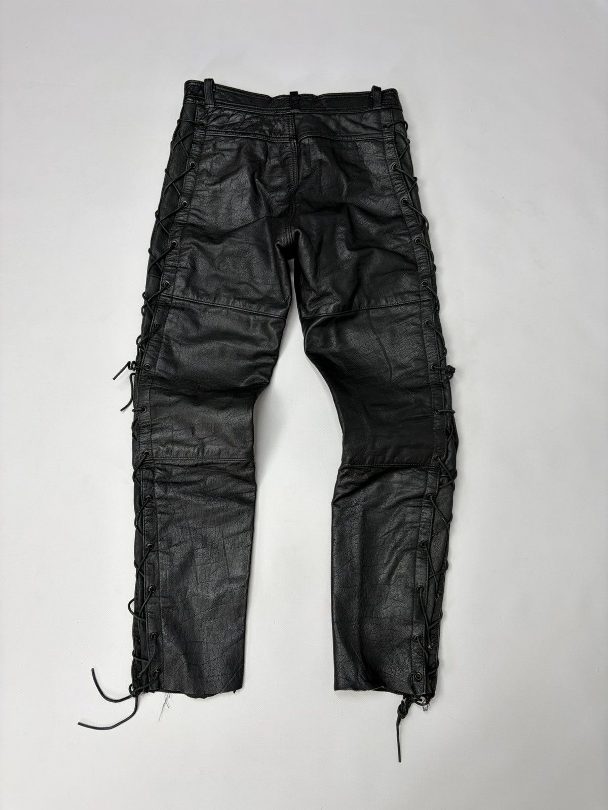 Hedi Slimane 🔥 Vintage Leather Pants 00s Italian Rock Noir Archive Grunge Size US 29 - 1 Thumbnail