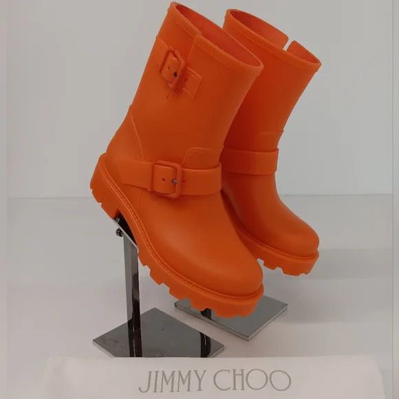 Jimmy Choo Jimmy Choo Yael Orange Biodegradable Rubber Rain Boots- 36 Size US 6 / IT 36 - 1 Thumbnail