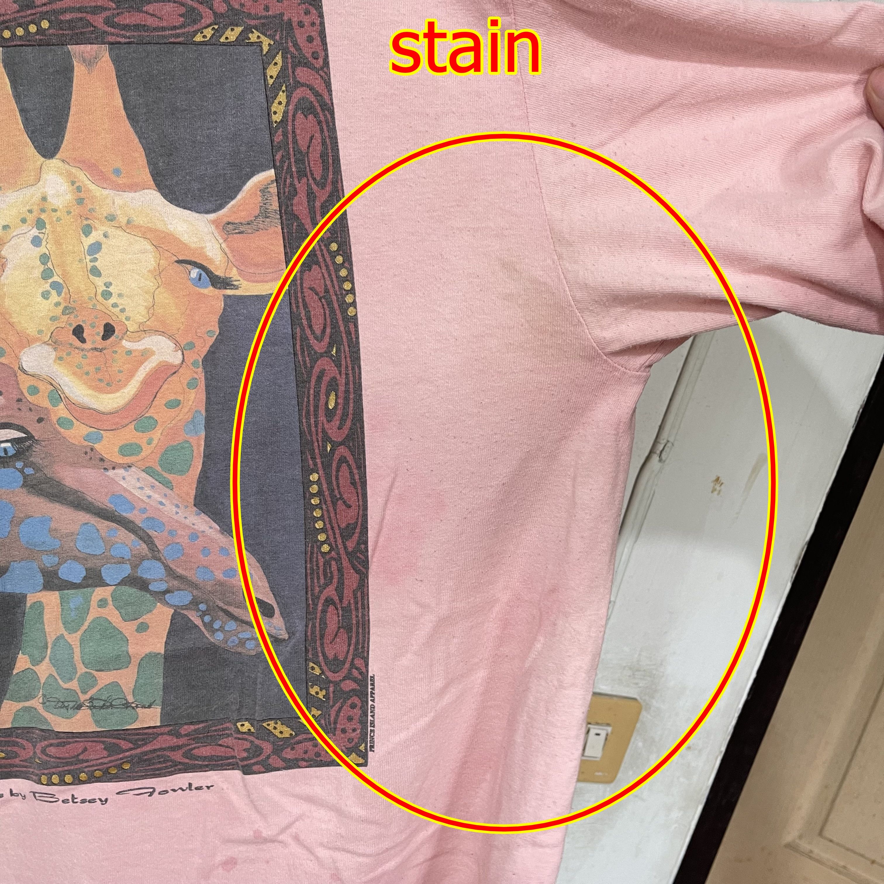 Vintage Vintage 1994 Betsey Fowler Giraffe Art T-Shirt Size US XL / EU 56 / 4 - 8 Thumbnail