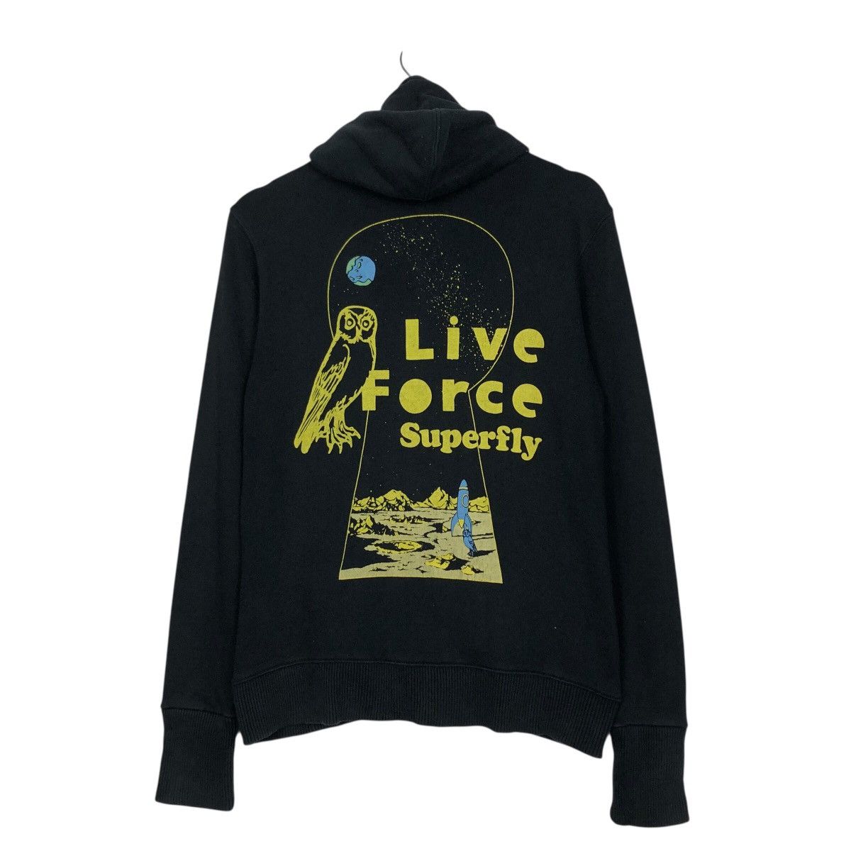 Japanese Brand Superfly Owl “Live Force” Keyhole Graphic Hoodie – Black Size US S / EU 44-46 / 1 - 9 Thumbnail