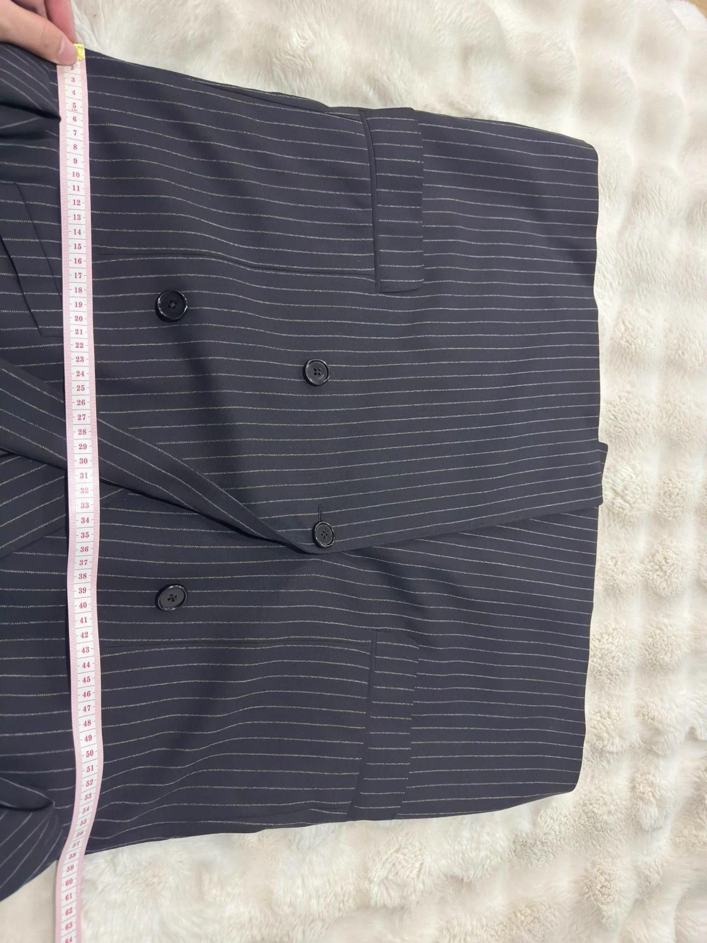 Celine Celine 23SS Black Stripe Double-Breasted Wool Suit 54 Size 50L - 8 Thumbnail