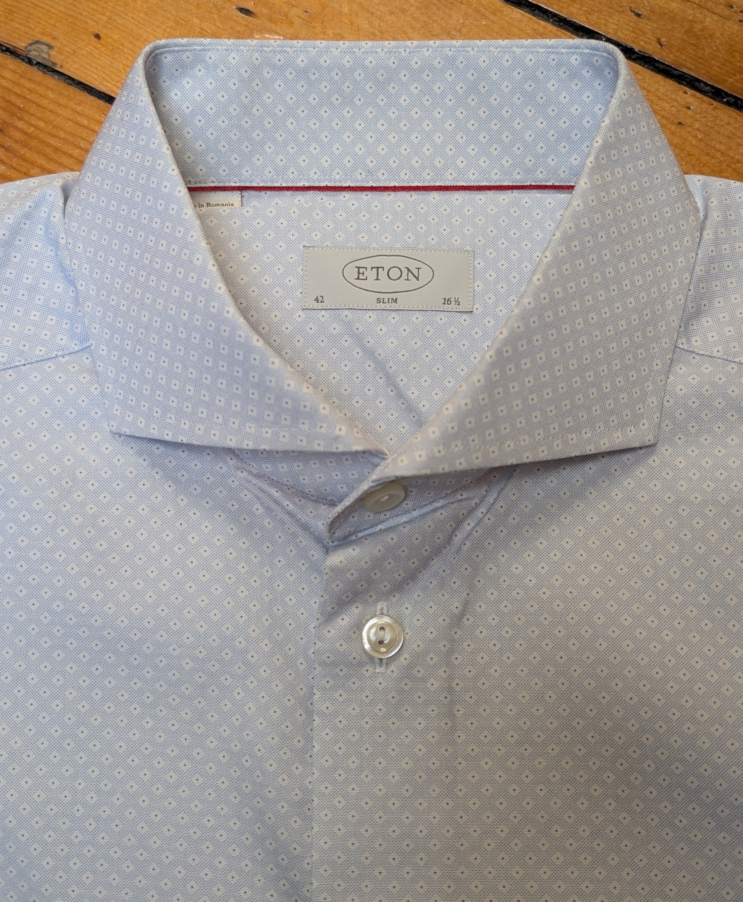 Eton Eton Blue Cotton Cutaway Collar Shirt - Size 16.5 Size US L / EU 52-54 / 3 - 2 Thumbnail