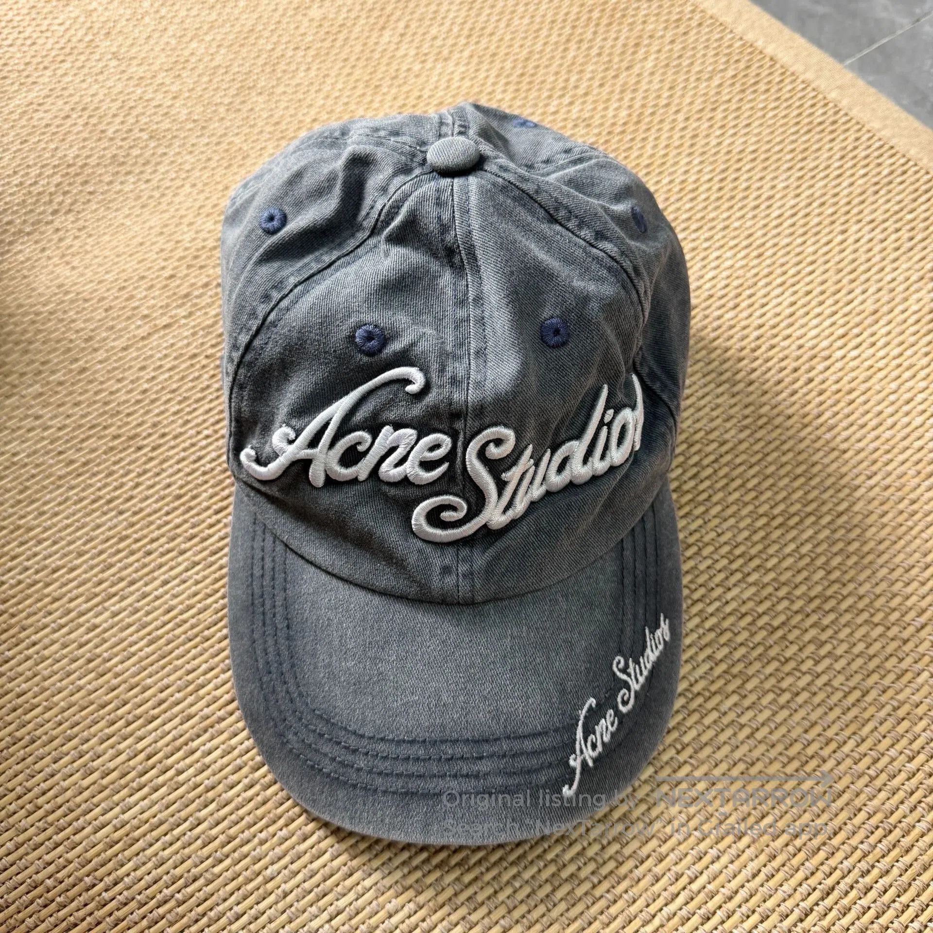 Acne Studios Acne Studios Gray Blue Distressed Cap. Size ONE SIZE - 1 Thumbnail