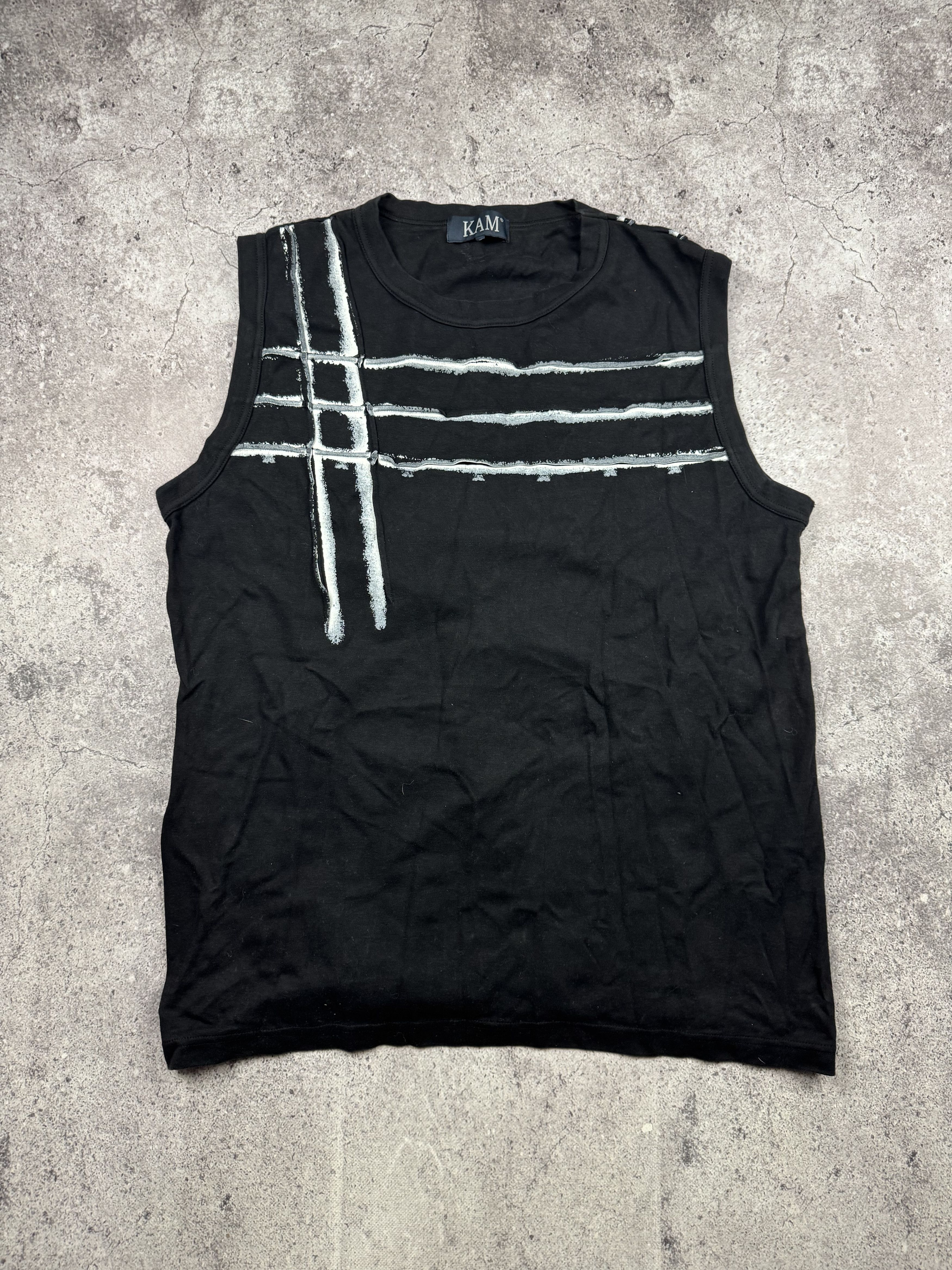 Japanese Brand × Vintage Vintage 00s Striped Tank Top with skulls Opium Y2k Size US XL / EU 56 / 4 - 2 Thumbnail