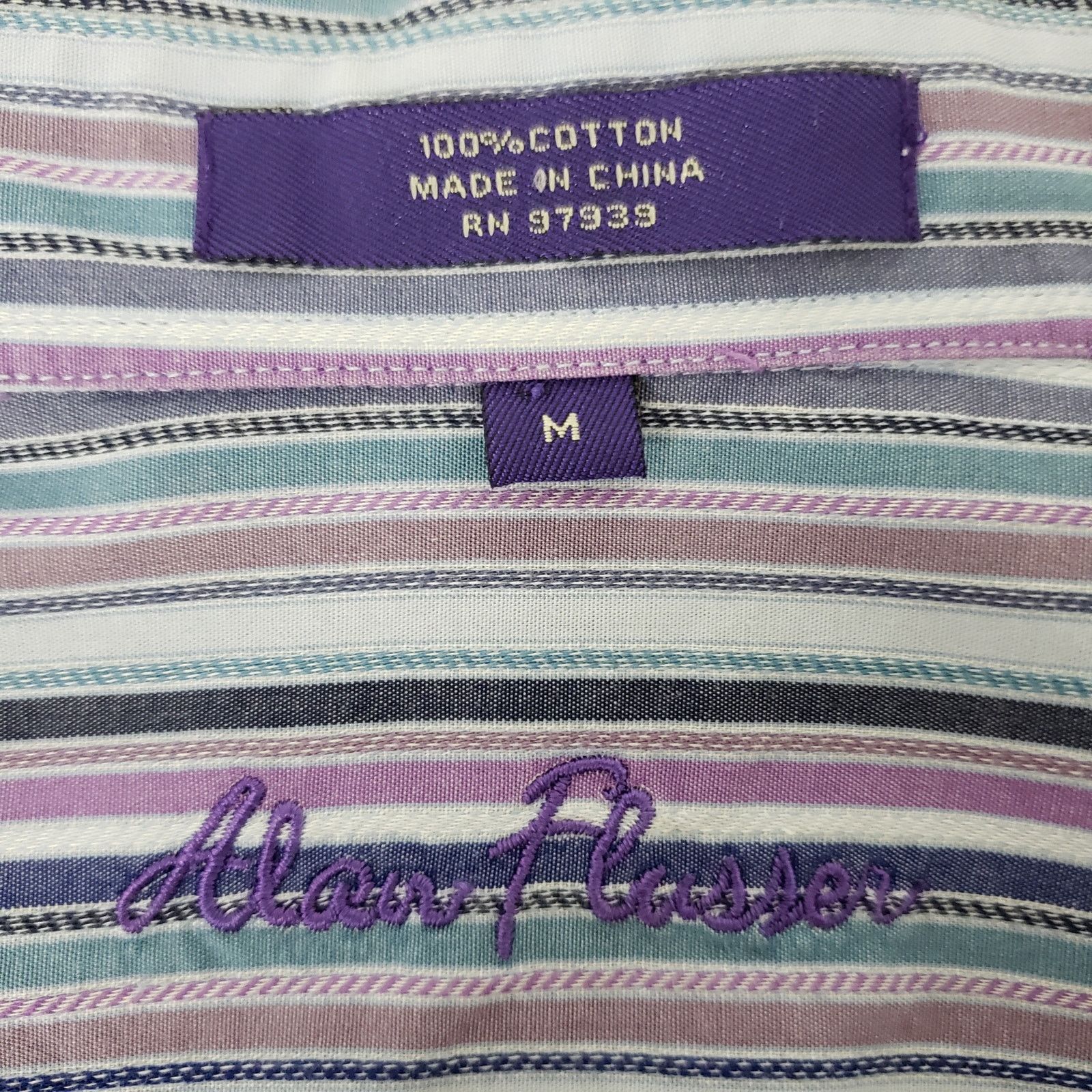 Alan Flusser Alan Flusser Shirt Hidden Button Down Collar Striped L/S M Size US M / EU 48-50 / 2 - 12 Thumbnail