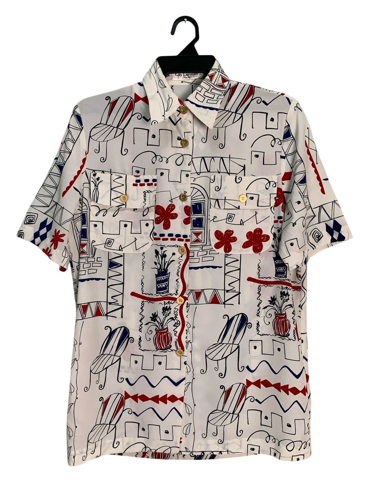 Rare Design Vintage Guy Laroche Paris Short-Sleeved Blouse