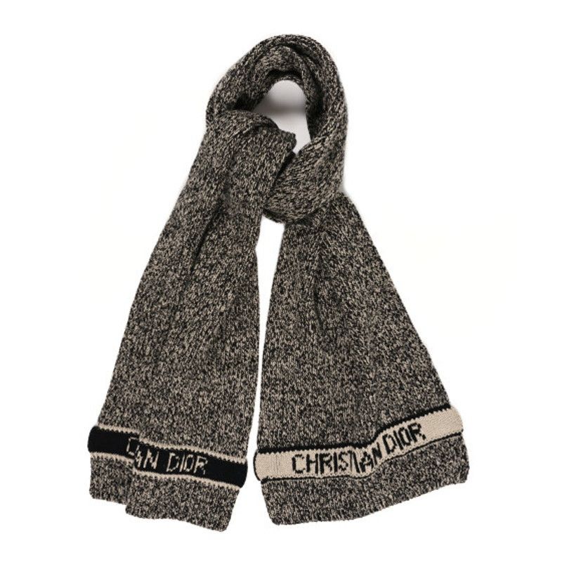 Christian Dior Monsieur Christian Dior Beige Black Marled Wool Cashmere Blend Scarf Size ONE SIZE - 1 Thumbnail