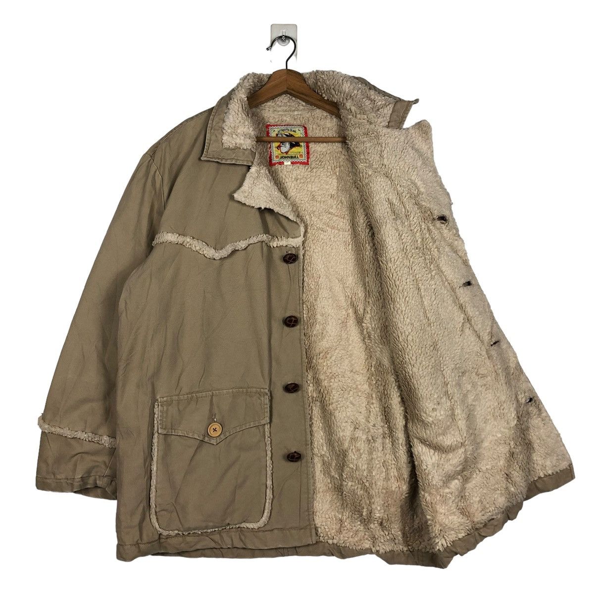 Johnbull 🔥VINTAGE BIKER SHEARLING JACKET DOUBLE COLLAR JOHN BULL Size US M / EU 48-50 / 2 - 13 Thumbnail