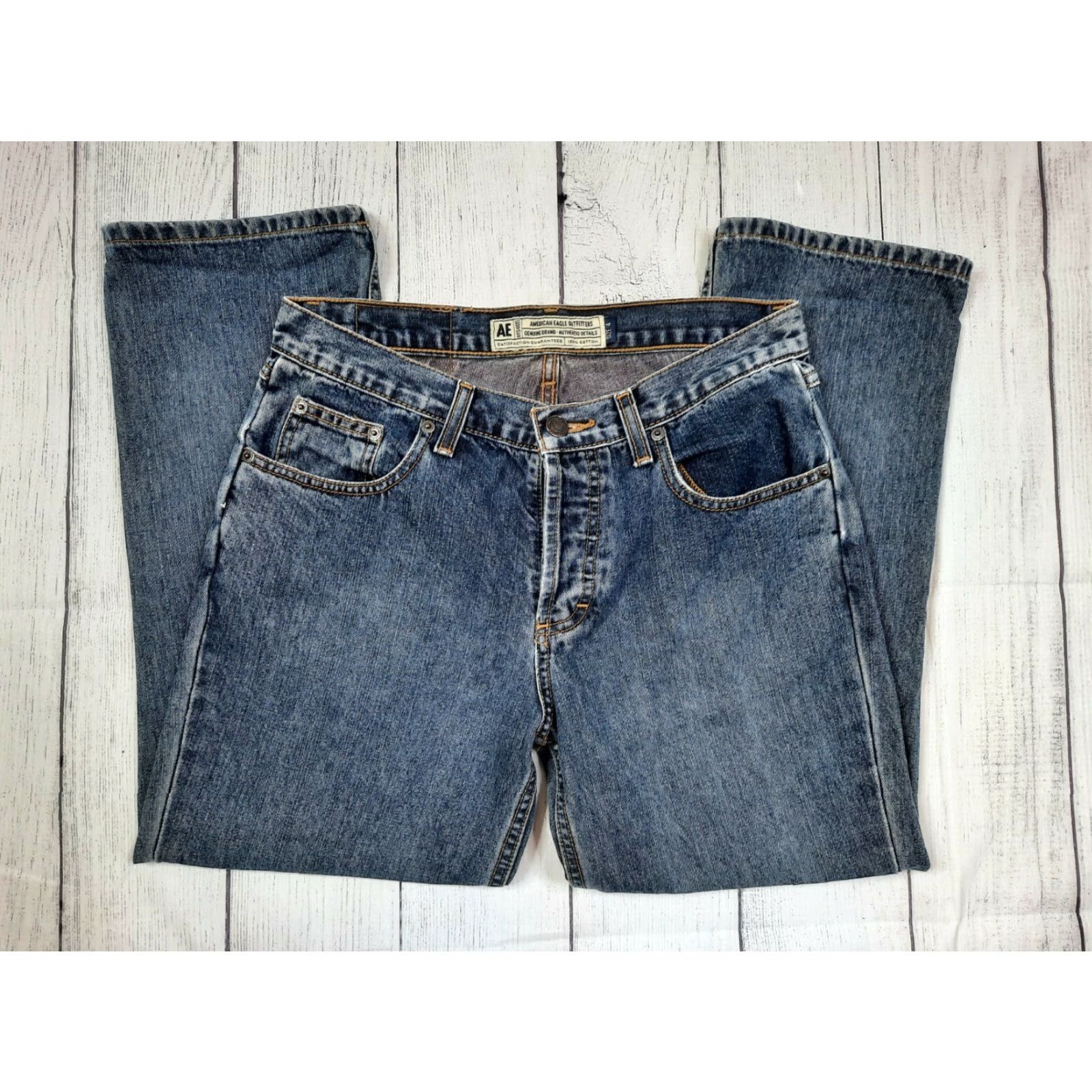 American Eagle Outfitters VINTAGE American Eagle Outfitters AEO Women's Denim Capris Capris 4 Blue Denim Mid Rise Jeans Women's Capris Vintage Size ONE SIZE - 5 Thumbnail