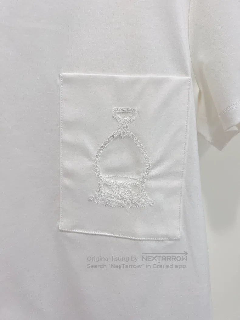 Hermes Hermes White Single Pocket Embroidered Short Sleeve T-Shir Size S / US 4 / IT 40 - 3 Thumbnail
