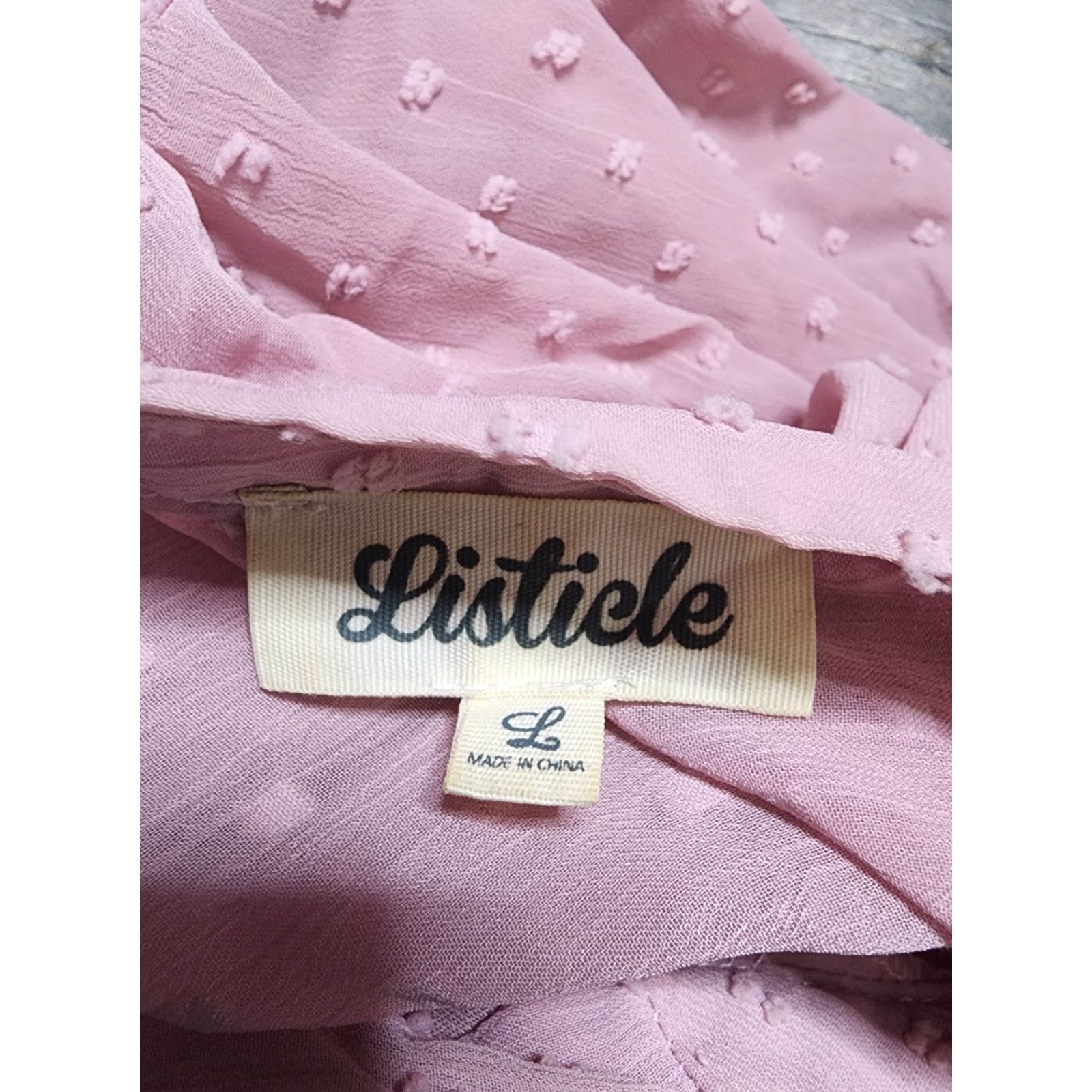 Vintage Womens Polka Dot Print Long Sleeve Shirt L Pink Listicle Blouse Tunic Shirt Women Size L / US 10 / IT 46 - 3 Thumbnail