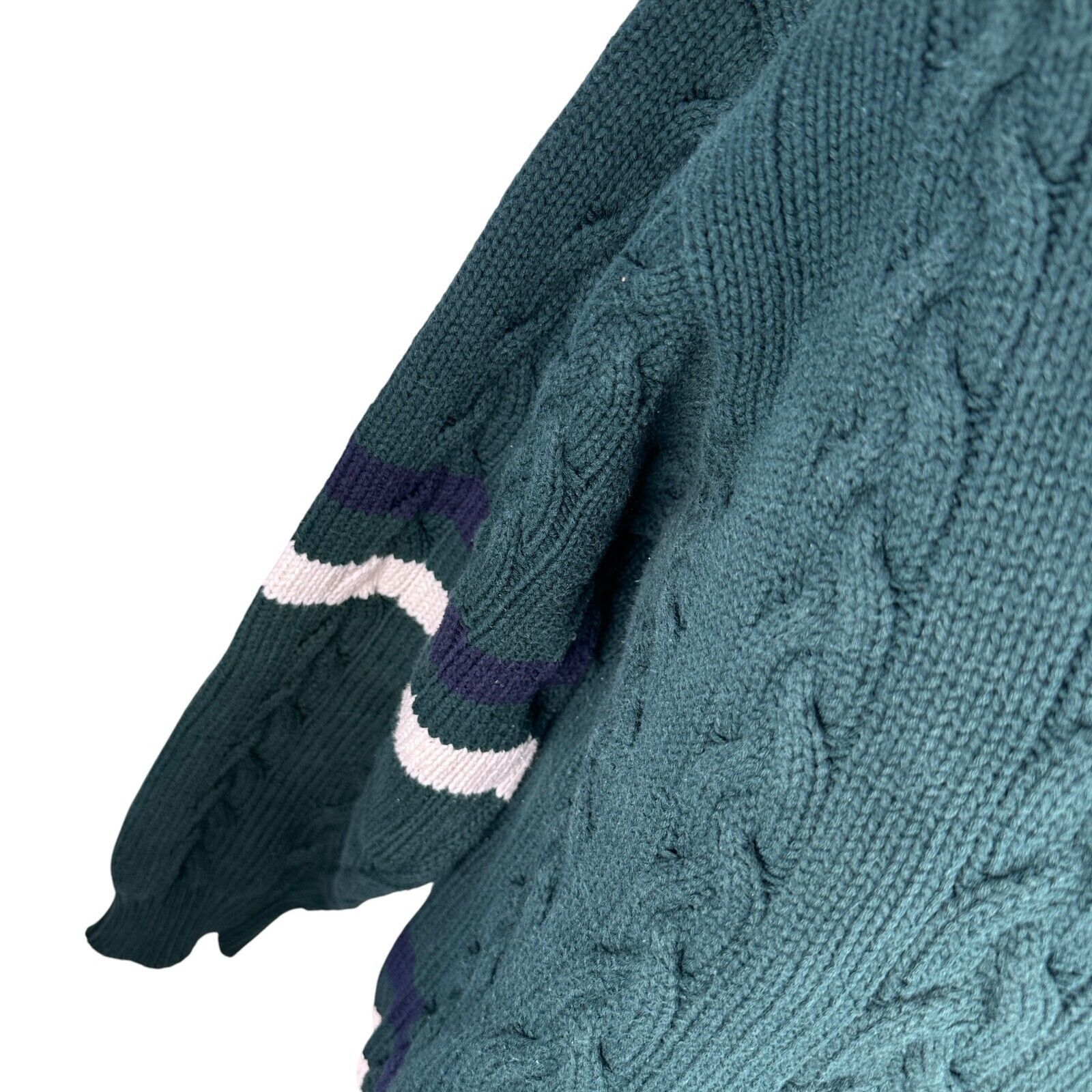 Izod Vintage Izod Cable Knit Cardigan Sweater Mens XL Green Size US XL / EU 56 / 4 - 2 Thumbnail