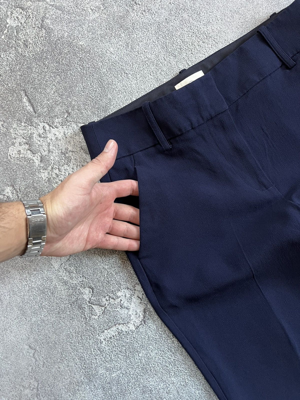 Sezane Sezane Trousers Navy Acetate Skinny Leg Dress Pants Size 36 Size 25" / US 0 / IT 36 - 5 Thumbnail
