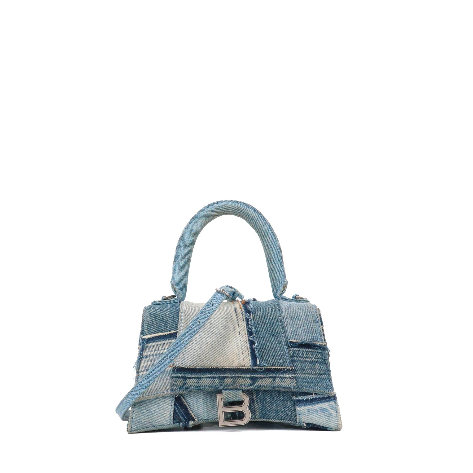 ハンドバッグ BALENCIAGA HOURGLASS SMALL HANDBAG DENIM PATCHWORK Balenciaga Hourglass Small Handbag In Denim | Saks Fifth Avenue