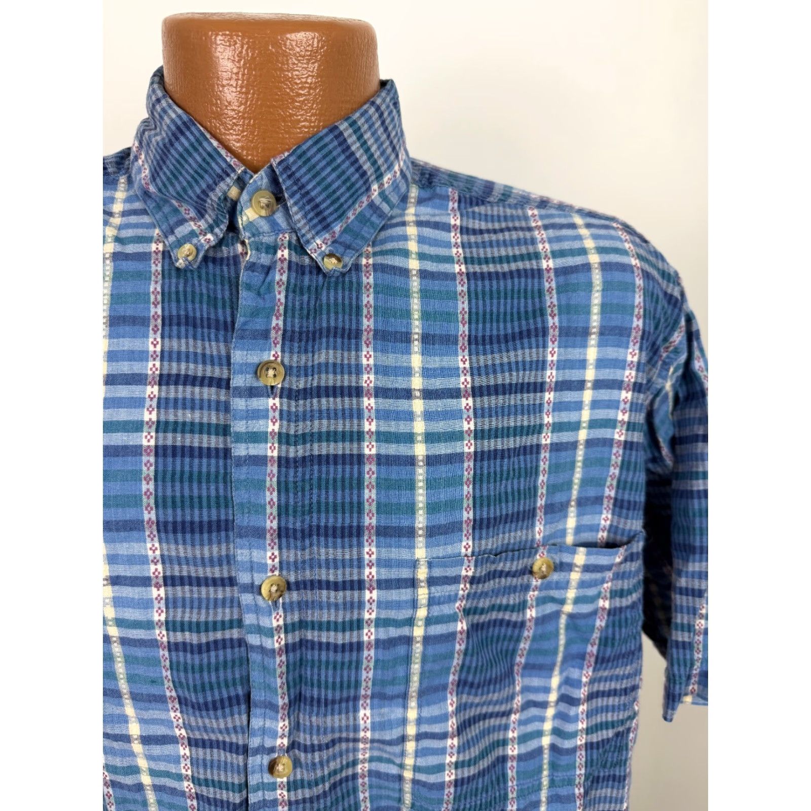 Vintage VINTAGE Honors 90s Button-Up Shirt Men Medium Blue Plaid Cotton Lightweight Hipster Size US M / EU 48-50 / 2 - 3 Thumbnail