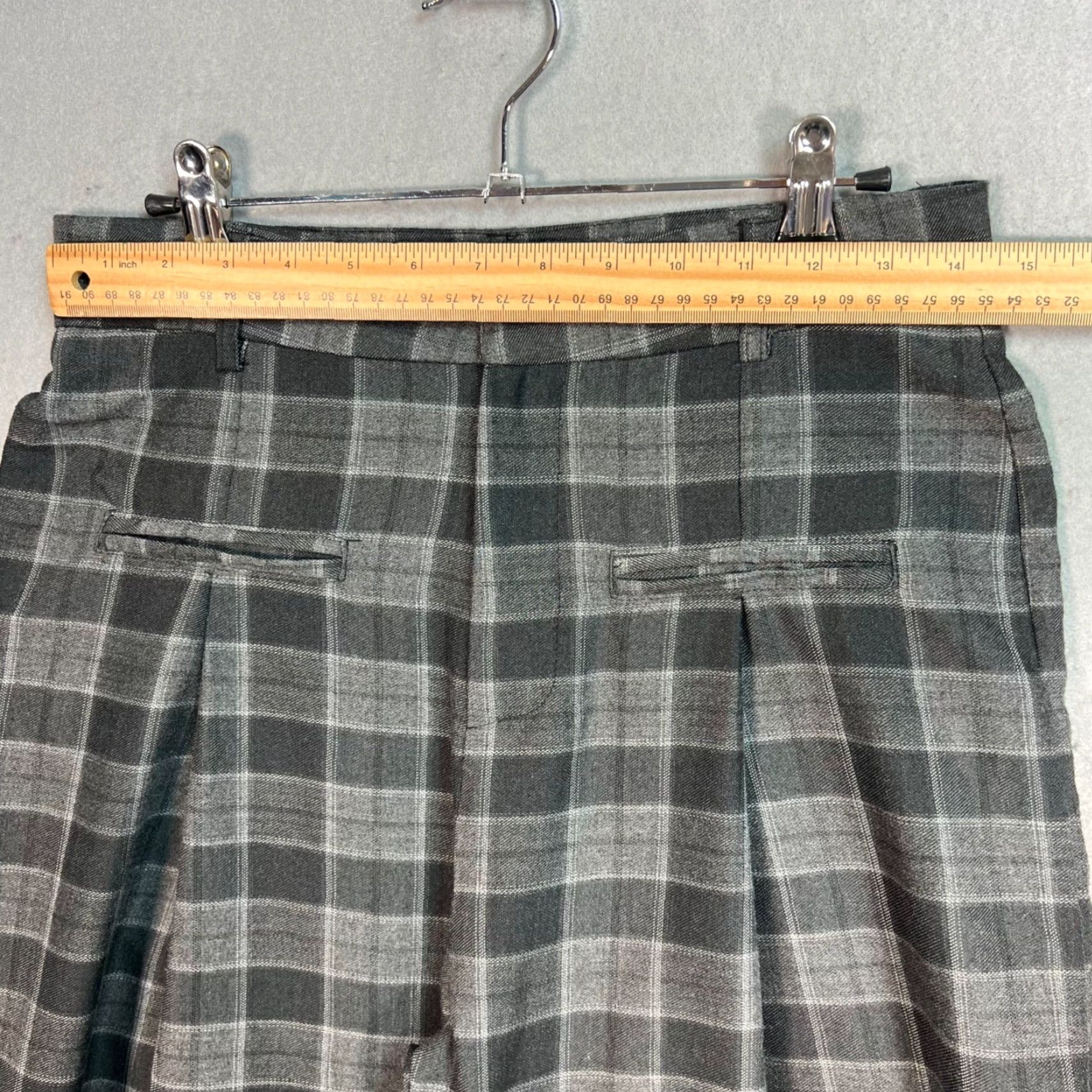 Cider Cider Pants Wide-Leg Plaid Gray Size Medium Adult Womens High-Waisted Pleated Inseam 28 in Zip Front Pockets Dress Pants Spring Summer Fall Womens Size 32" / US 10 / IT 46 - 5 Thumbnail