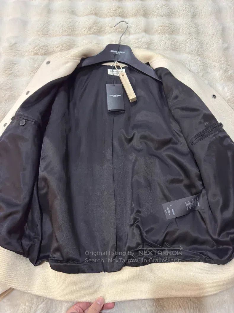 Saint Laurent Paris Saint Laurent Paris White Teddy Baseball Jacket Size US L / EU 52-54 / 3 - 4 Thumbnail